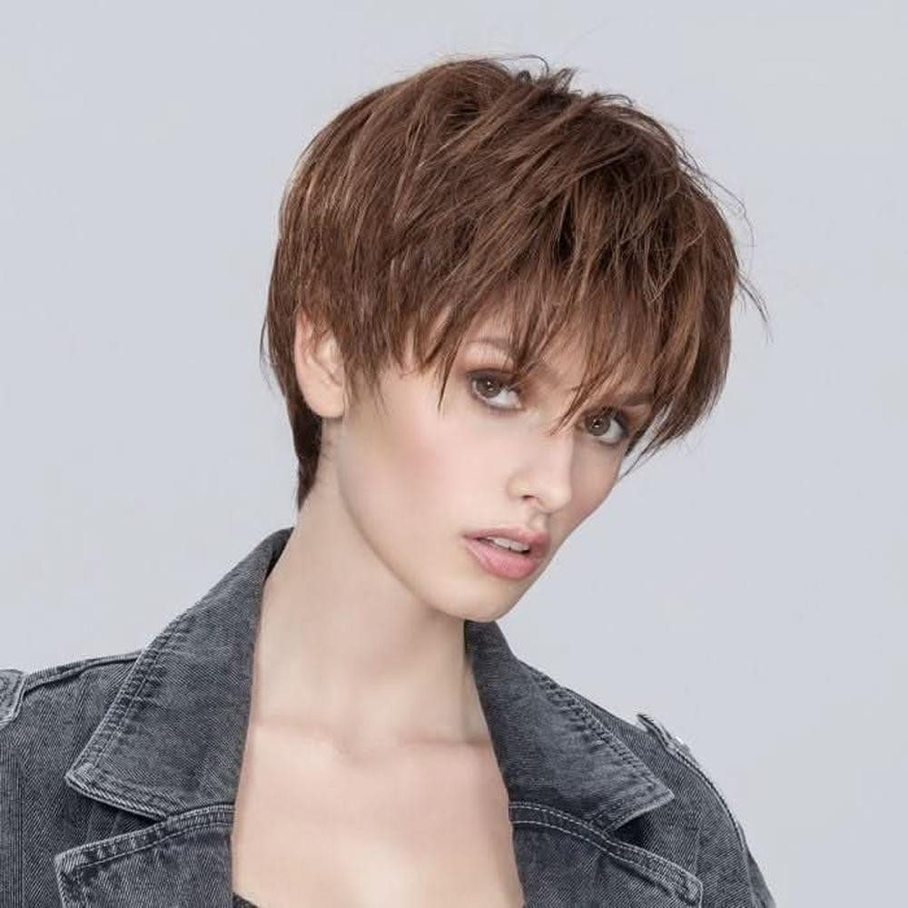 Ellen Wille Kunsthaarperücke Ellen Wille Beat chocolate rooted, Moderner Kurzhaarschnitt mit Teil-Monofilament für natürlichen Look.