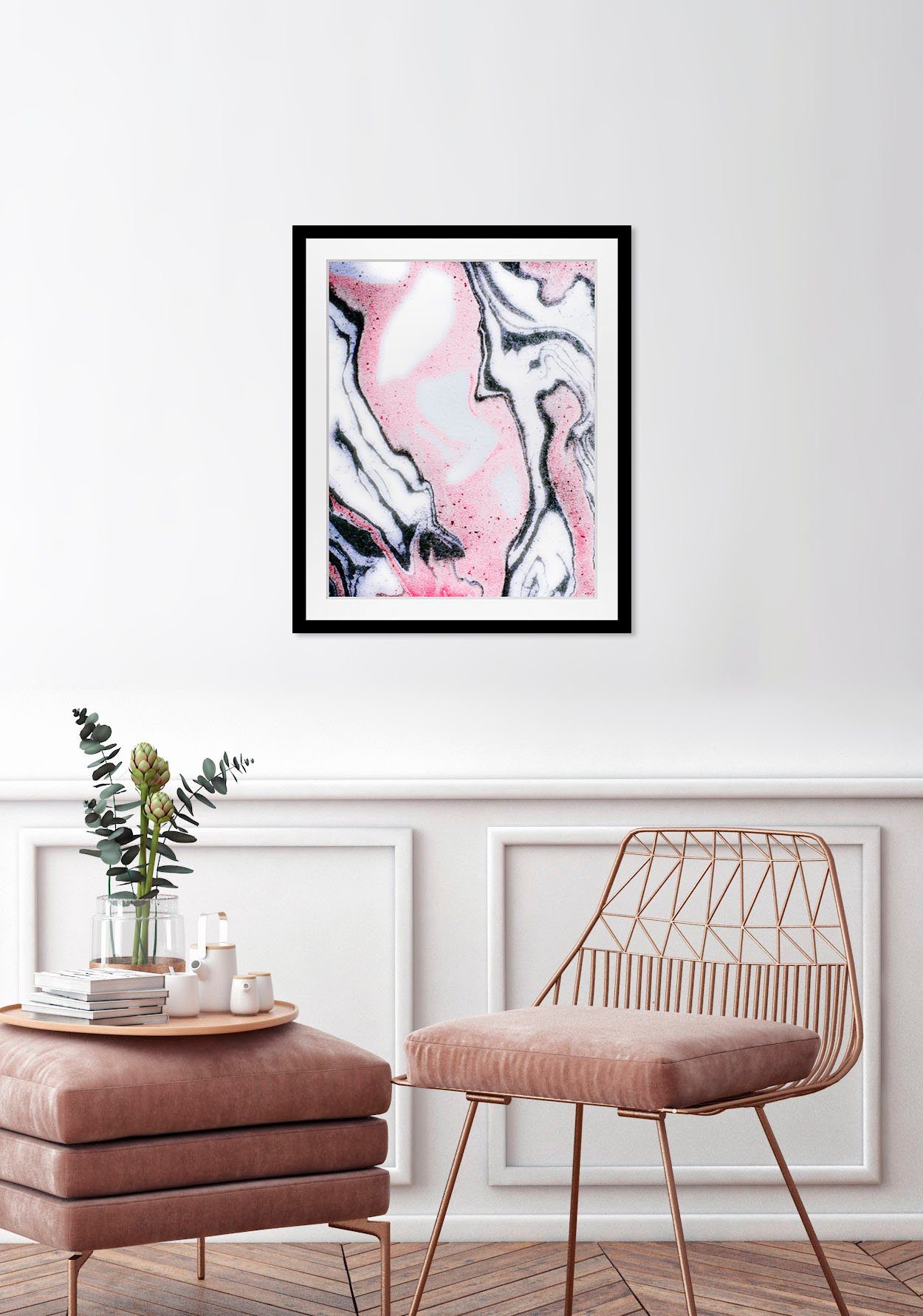 queence Bild Lary, Abstrakt, Figuren, Kunst, Marmor (1 St), HD Premium Poster-Druck inkl. Holzrahmen