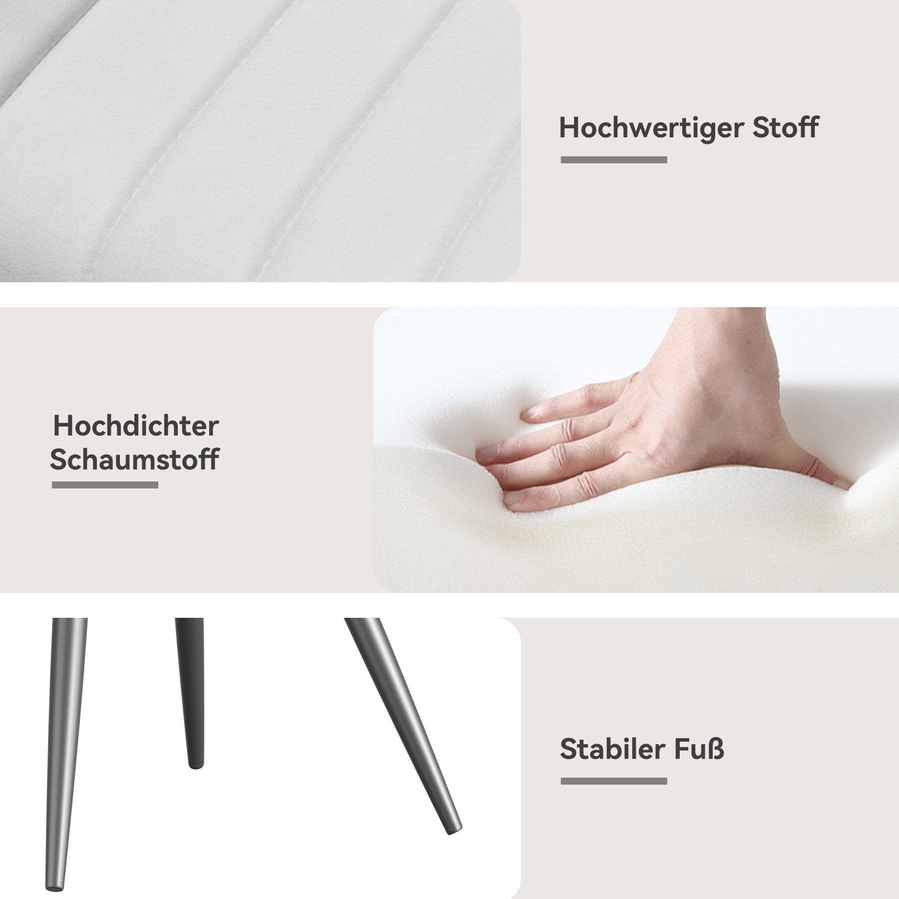 HawthyHome Esszimmerstuhl Stuhlset – Polsterstühle, Moderner Küchenstuhl (2 St), mit Ergonomischer Rückenlehne und Metallbeinen – Bild 4 von 5