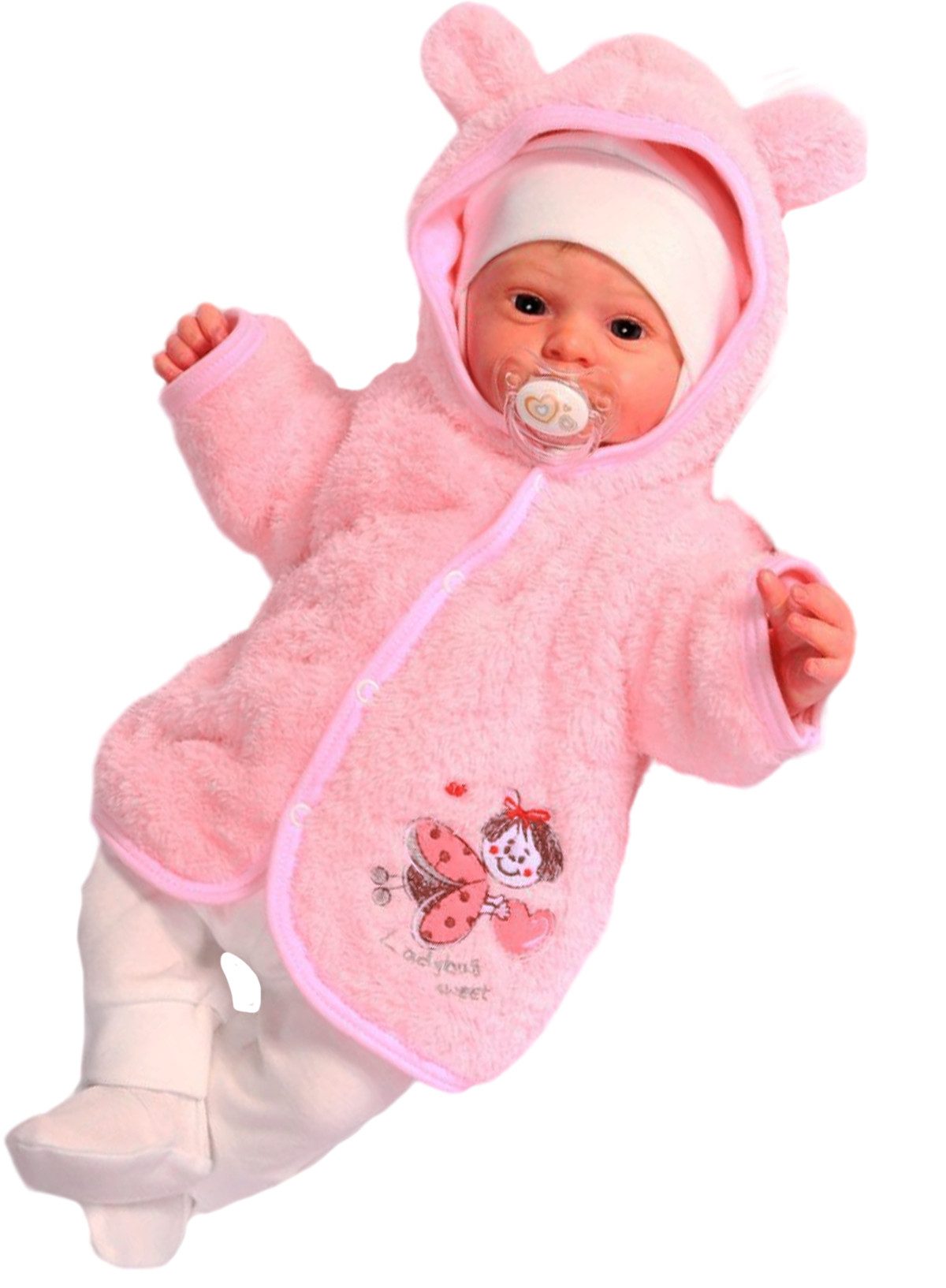Fleecejacke Babyjacke Baby Jacke Fleecejacke für Neugeborene in Rosa mit Käfer