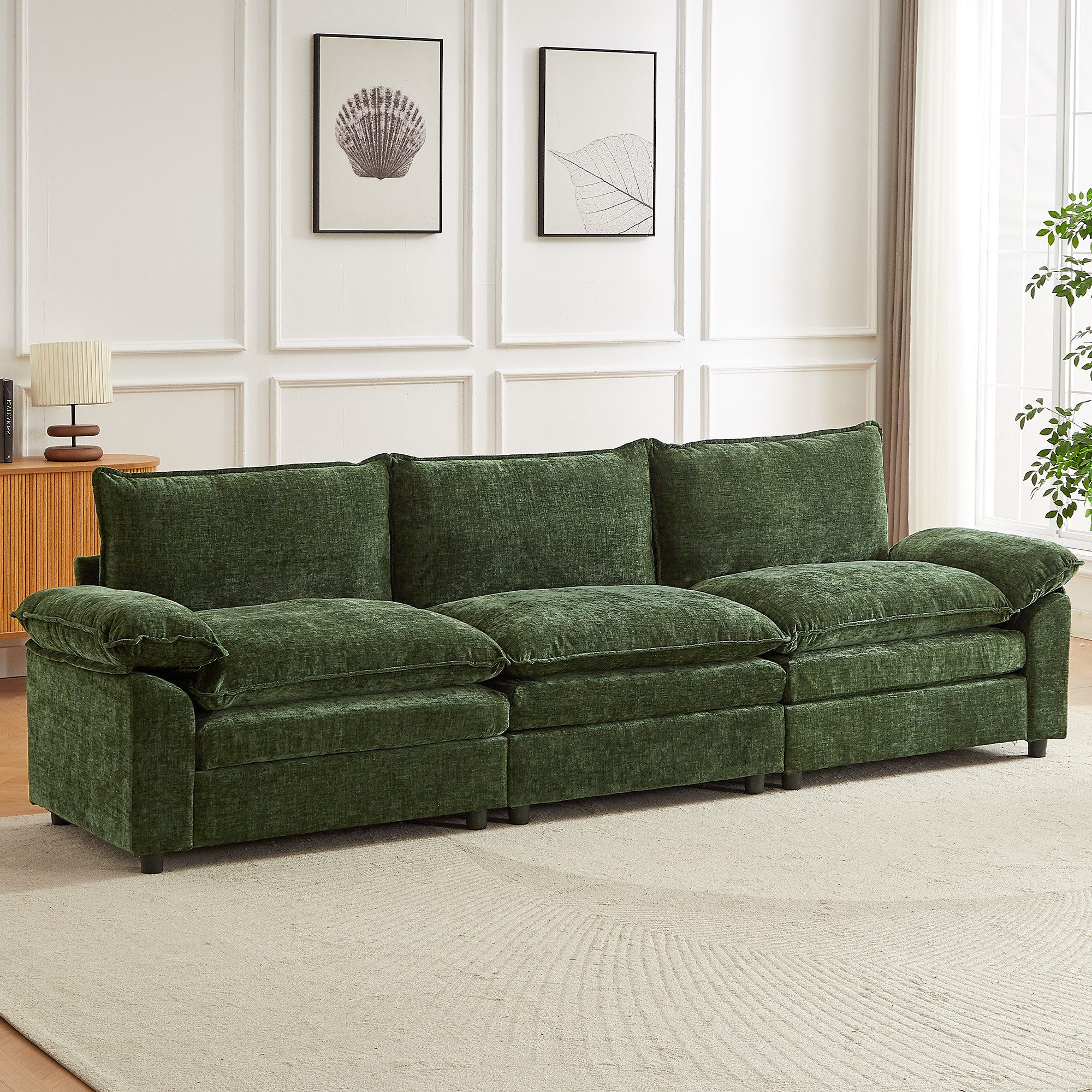 Jiexi Wohnlandschaft Modulares Sofa aus Chenille Freie Kombination Wohnlandschaft