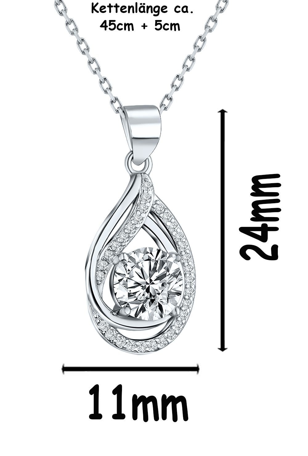 Limana Schmuckset 925 Silber Halskette mit Ohrringe Kette Ohrstecker Anhänger Set (4-tlg., Weihnachten Muttertag Geburtstag ink. Schmuckbox), Geschenkset Gesche – Bild 5 von 5