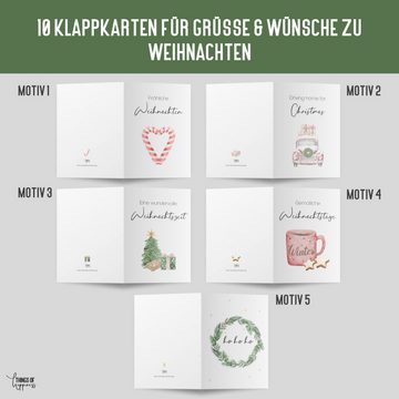 Things of Happiness Weihnachtskarte Weihnachtskarten Set inkl. Briefumschläge, 10 Karten Weihnachten