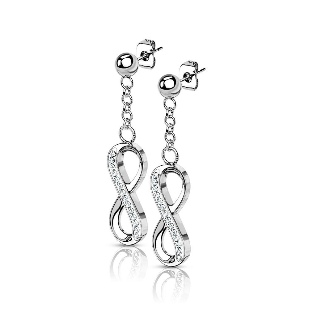Ohrring-Set Ohrstecker mit Anhänger Infinity silber aus Edelstahl Damen