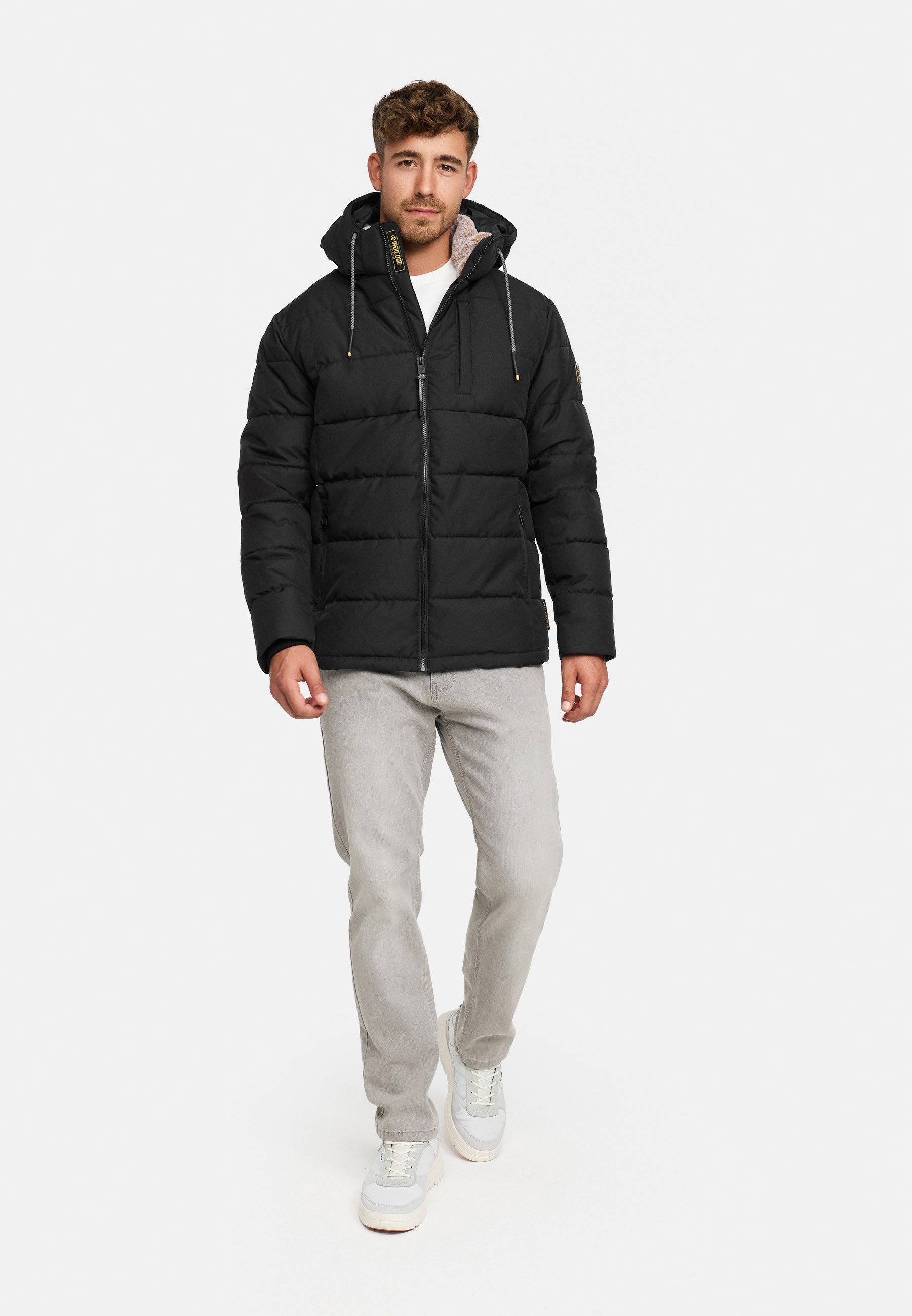 Indicode Winterjacke Herren INHebero Jacke Winter Herrenjacke Wattierte Steppjacke mit Kapuze und Reißverschluss
