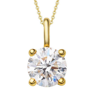 ONE ELEMENT Kette mit Anhänger 0.3 ct Diamant Brillant Anhänger aus 585 Gelbgold, Damen Schmuckset - Set mit verstellbarer Halskette