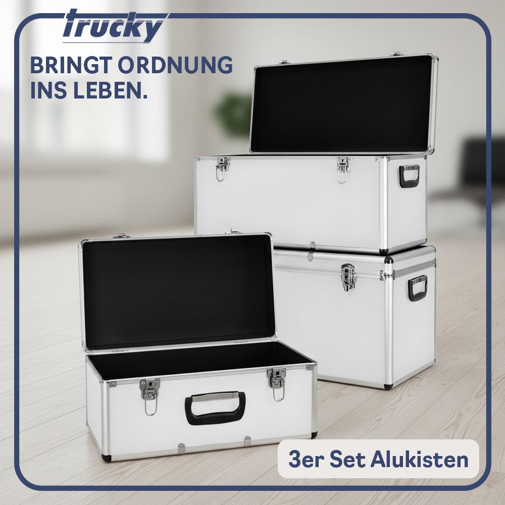 Trucky Allzweckkiste Aluminium 3 Set Boxen Alubox Alukiste Transportbox Werkzeugkiste