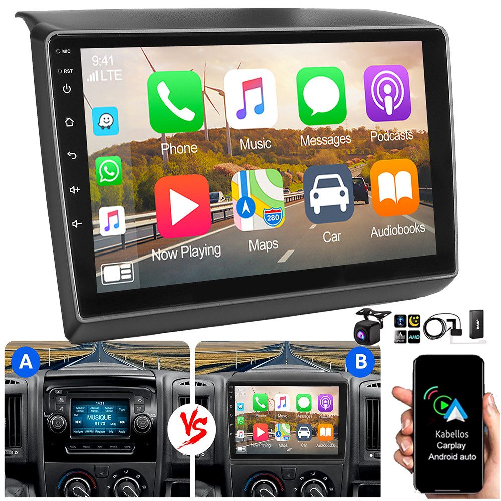 4+64G Android 14 Für Fiat Ducato 2006-2022 GPS Navi WiFi Carplay Autoradio