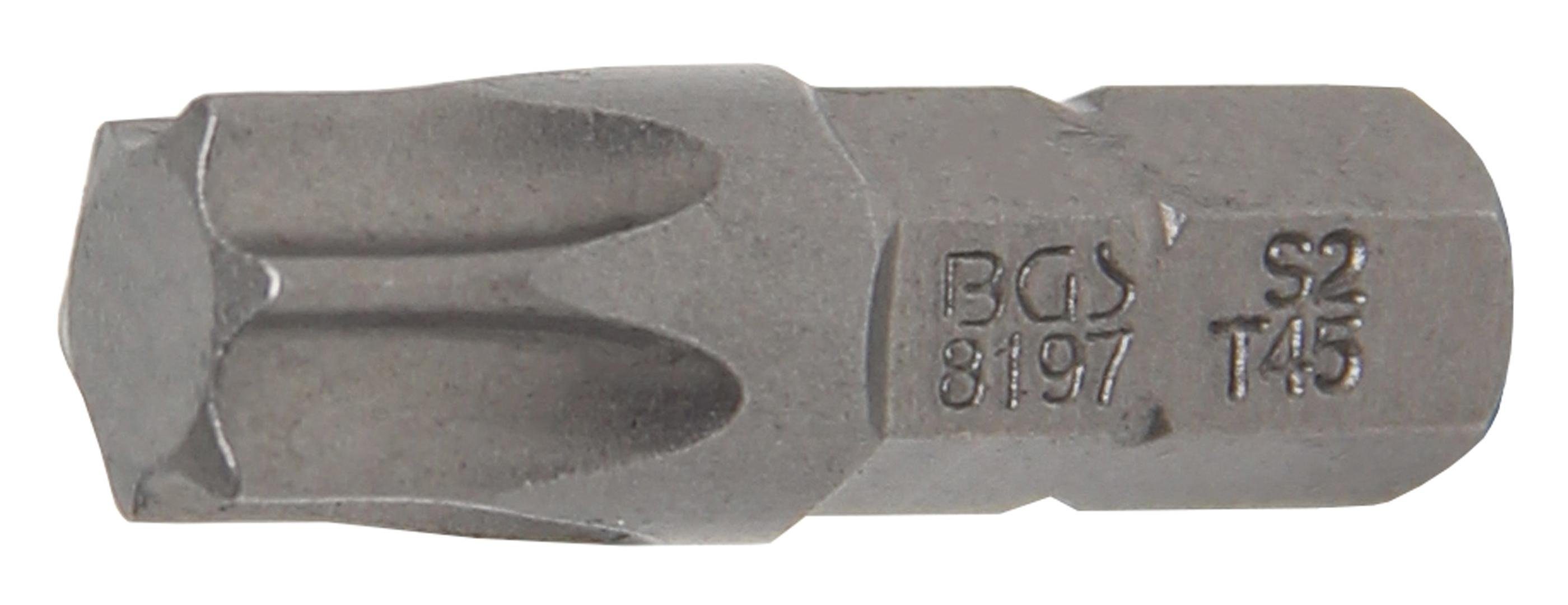 BGS technic Bit-Schraubendreher Bit, Antrieb Außensechskant 6,3 mm (1/4), T-Profil (für Torx) T45 | Schraubendreher