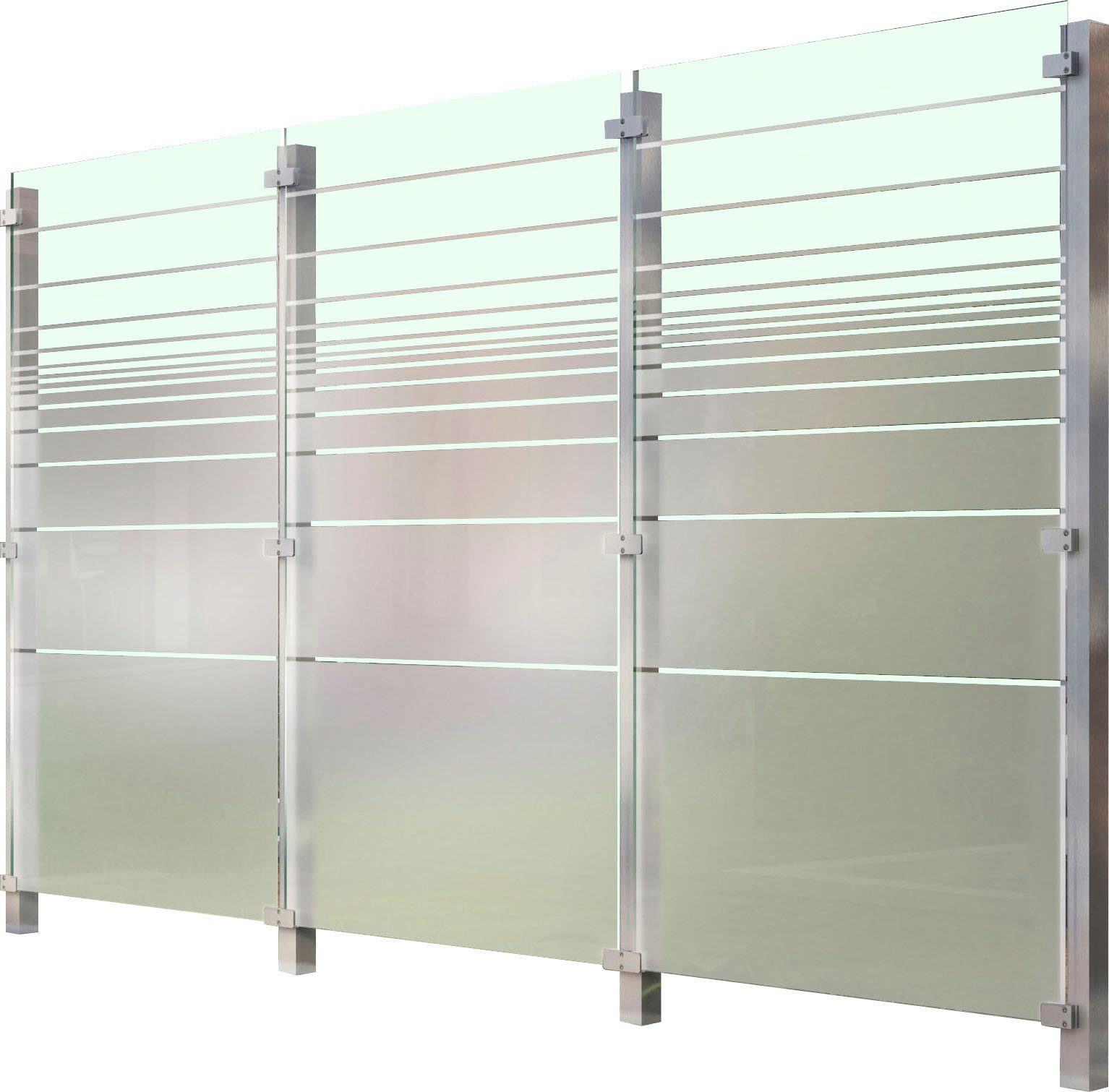 STAKET PRO Zaun, (Set), Glaszaun, Gesamtlänge: 3,32 m, 4 Pfosten