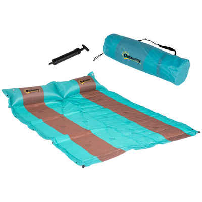 Outsunny Isomatte Schlafmatte mit Tragetasche, (Campingmatratze, Rollmatratze), für Camping, 192 x 135 cm, Blau+Kaffee
