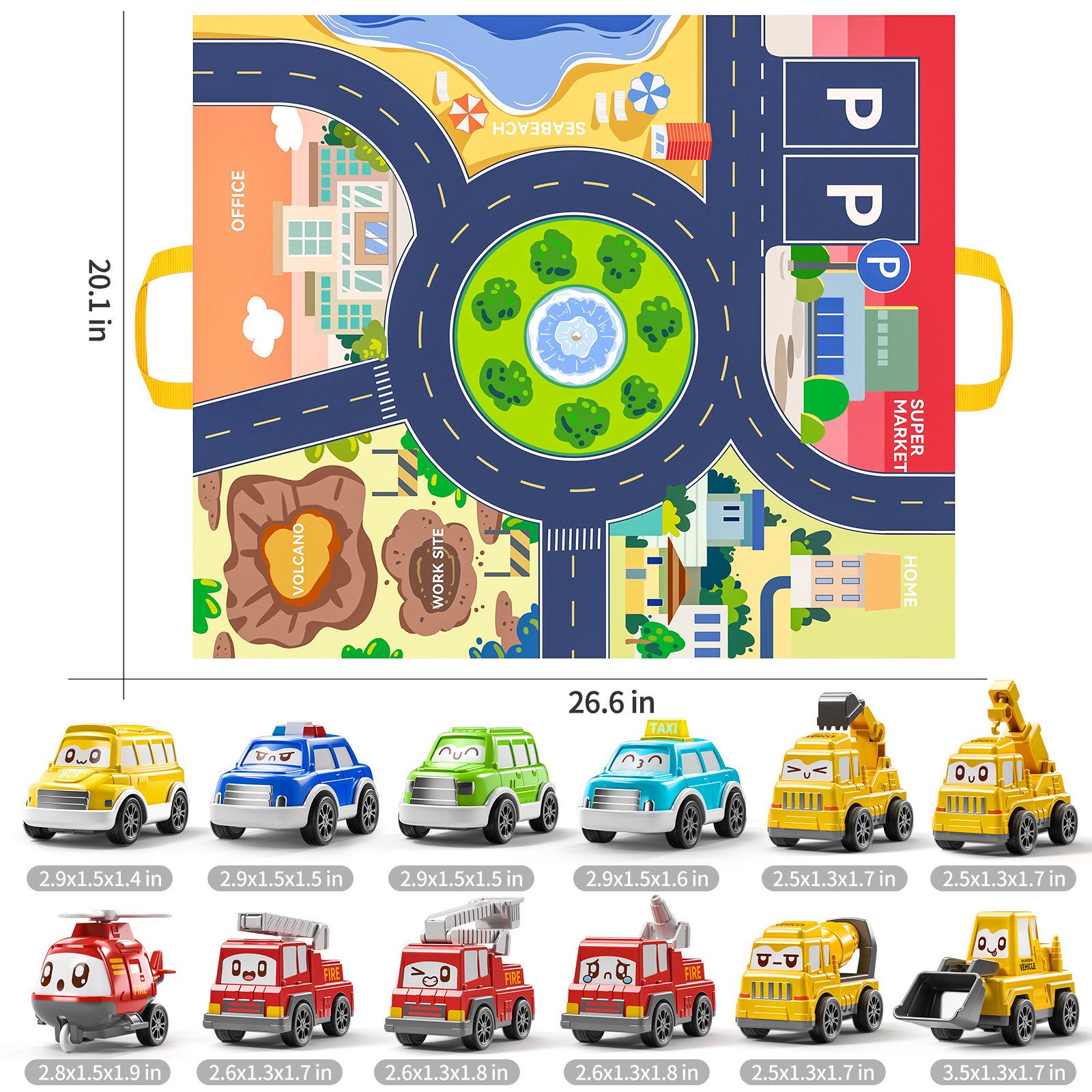 TEMI Spielzeug-Auto Auto Spielzeug Fahrzeugspielset mit Spielmatte, (Set, 1 günstig online kaufen