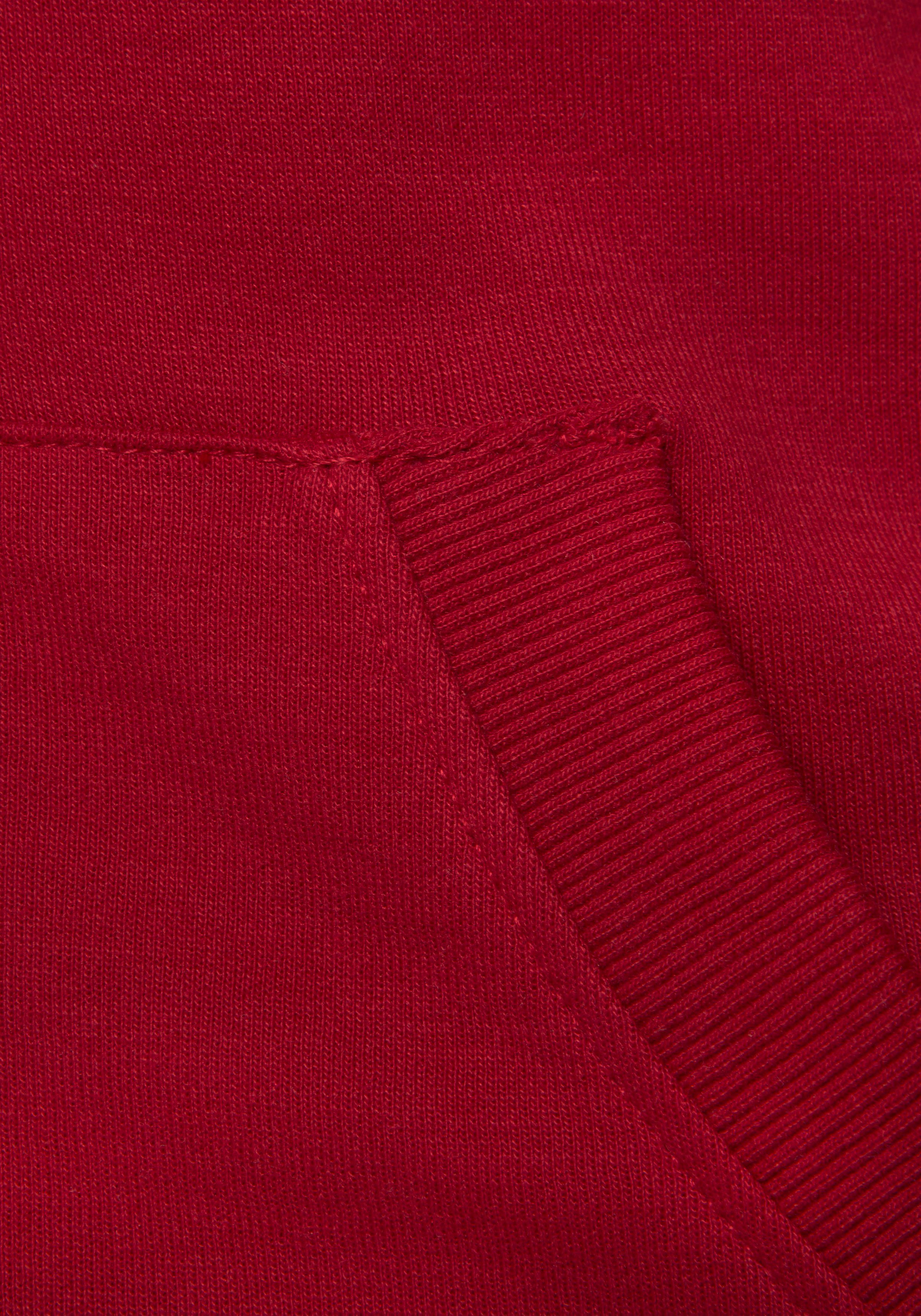 und Kapuze Taschen, mit Loungeanzug H.I.S seitlichen Kapuzensweatjacke rot