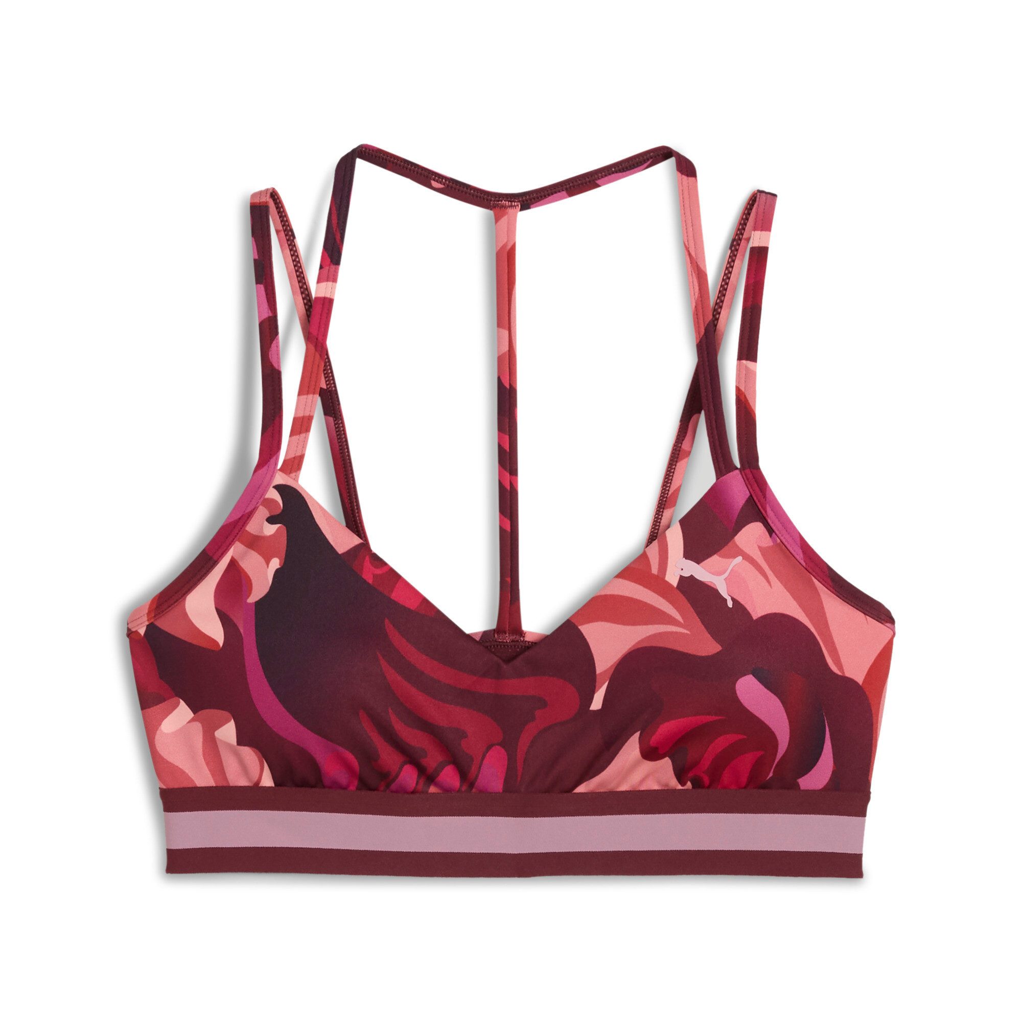 PUMA Set: Sport-BH FLORAL RIBBON STRAPPY BRA - LOW RUBY SHIMMER