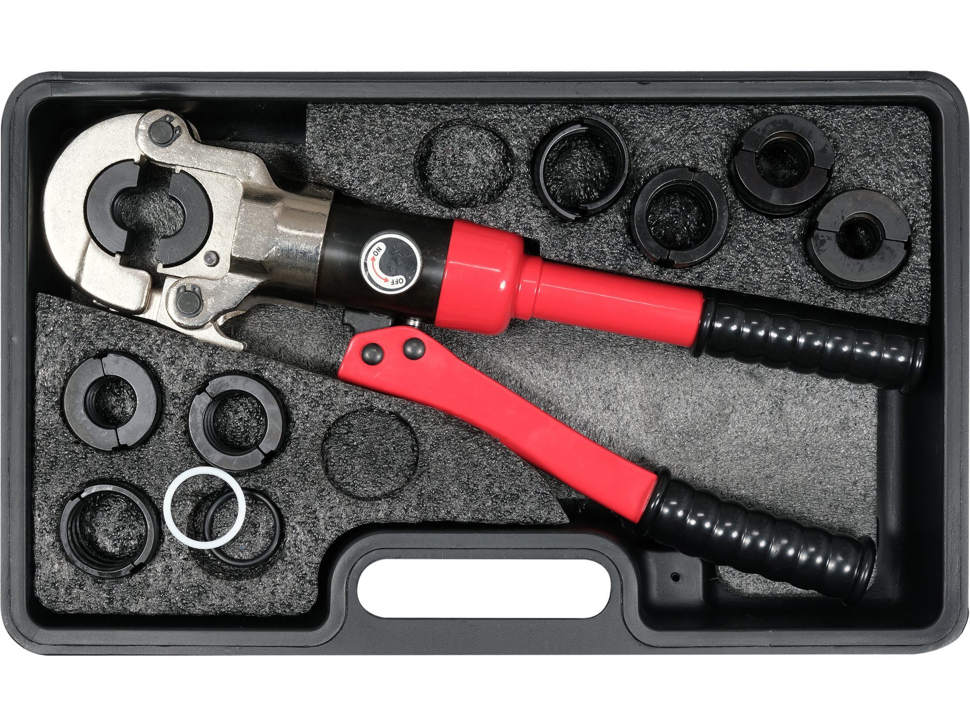 Yato Presszange Sertisseuse hydraulique pour PEX U/TH16-32, Hydraulische PEX-Presszange U/TH 16–32 mm, 8 Matrizen
