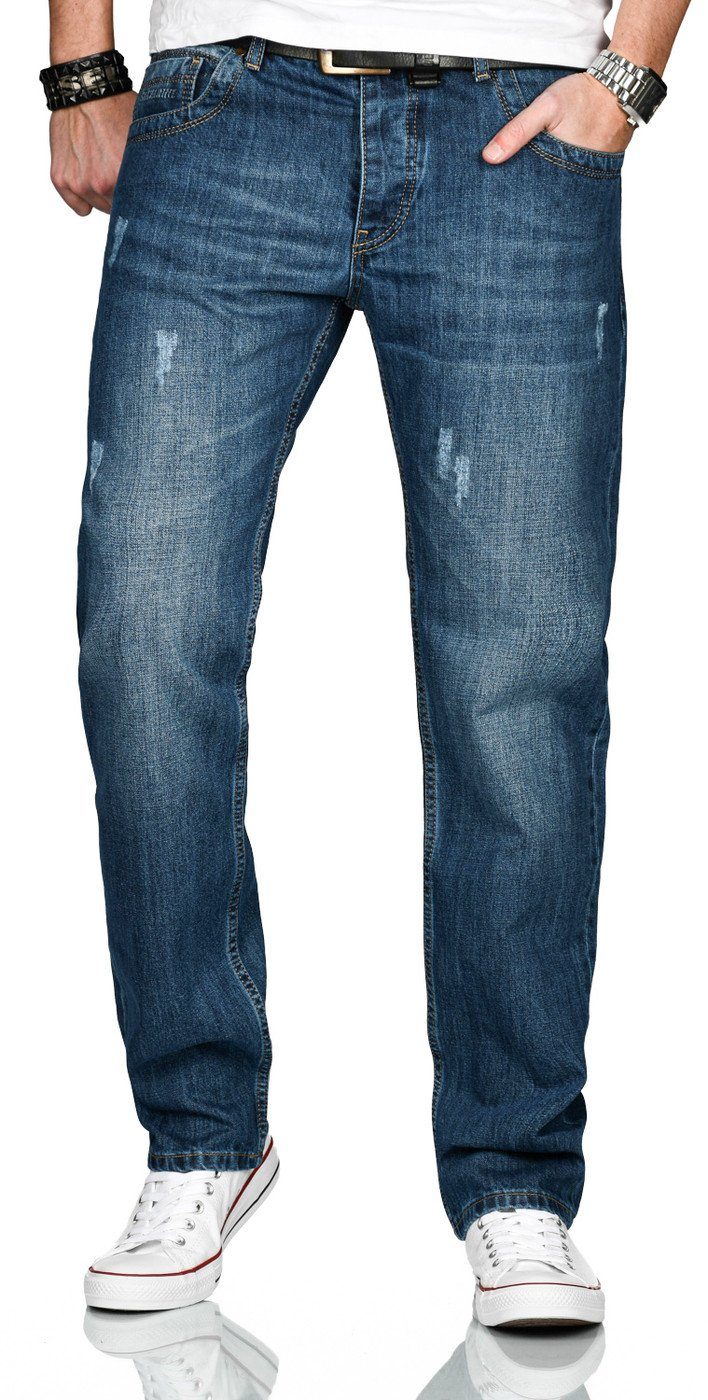 Bein Straight-Jeans ASCarlo geradem blau Alessandro mit Salvarini