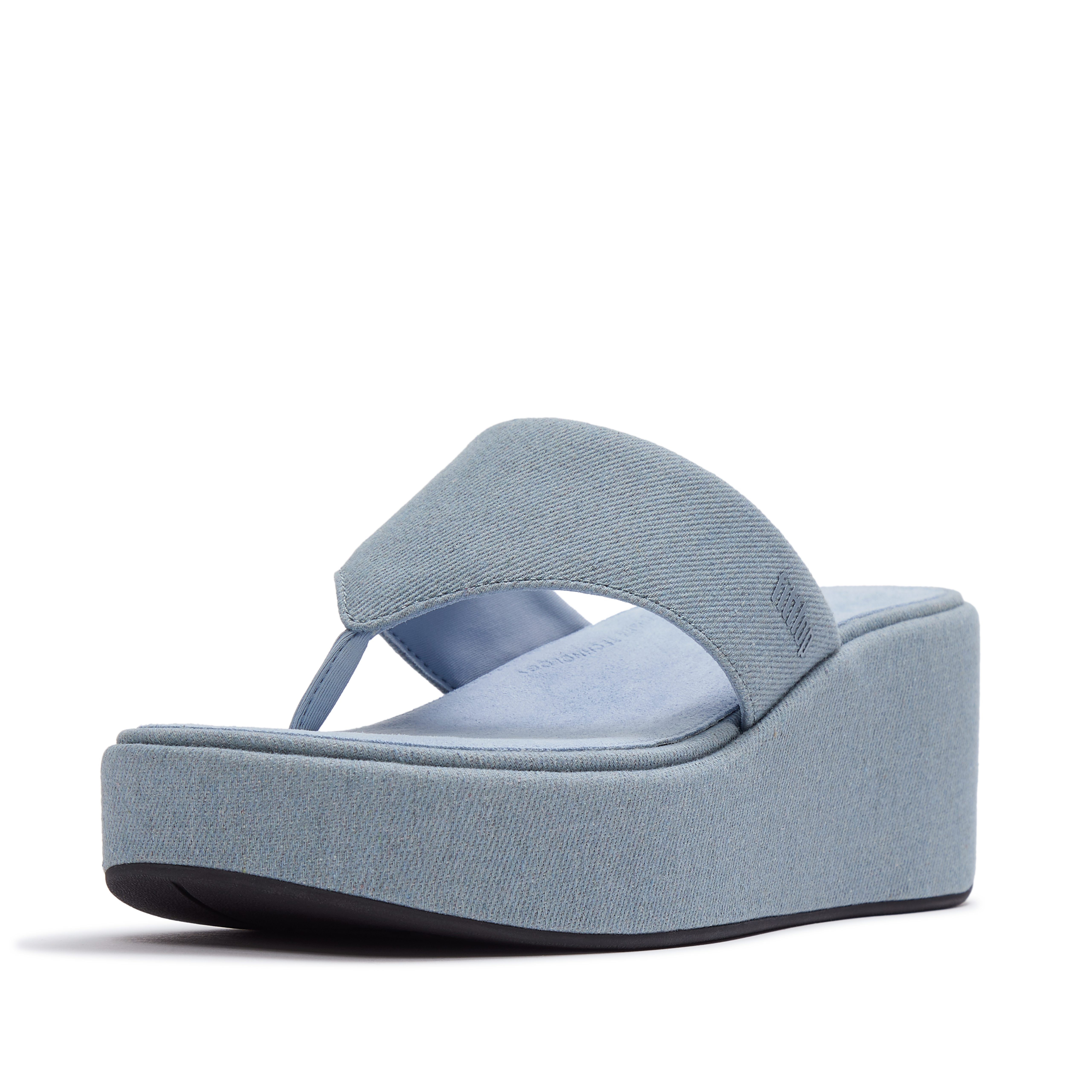 Fitflop PLATFFORMS DENIM WEDGE TOE-POST SANDALS Dianette Plateau, Zehensteg, Sommerschuh mit weichem Zehensteg