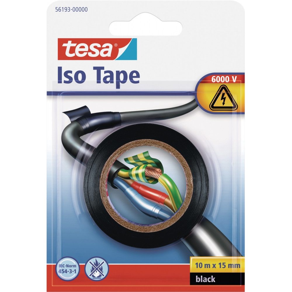 tesa Isolierband 56193-00000-22 Klebeband 10 m x 15 mm - Isolierband - schwarz