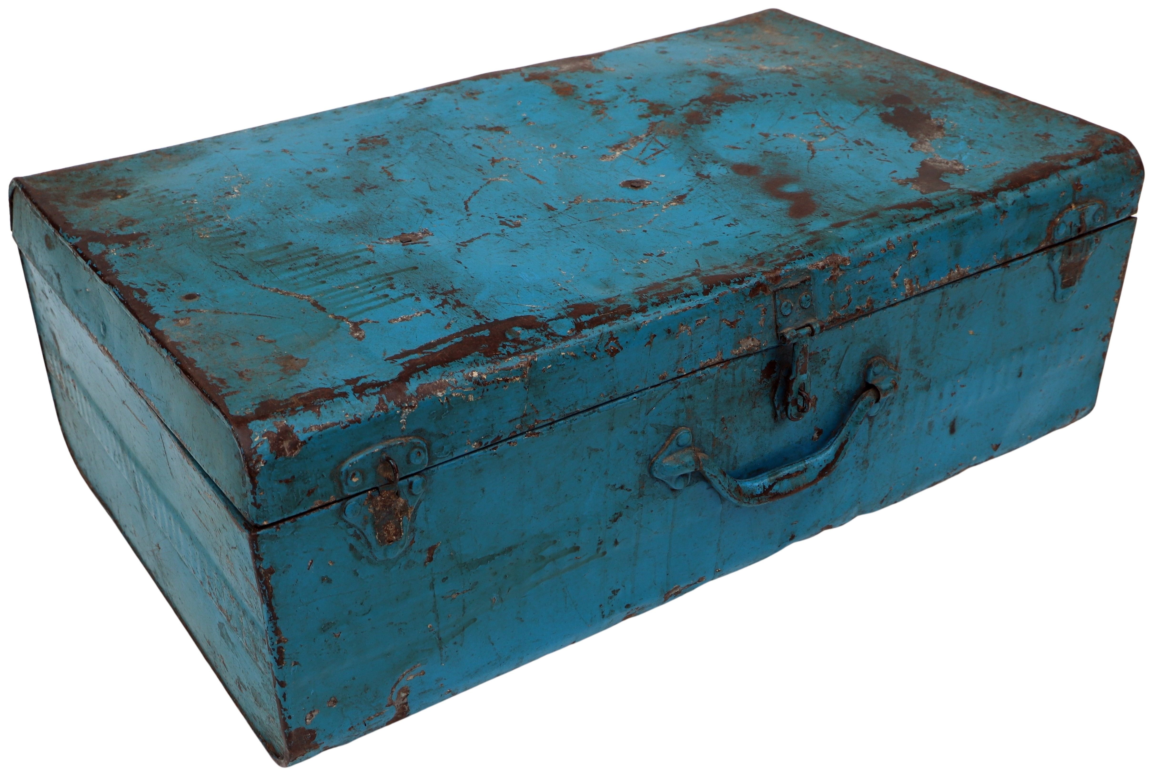 Guru-Shop Truhenbank Alter Blechkoffer, antiker Metallkoffer -..