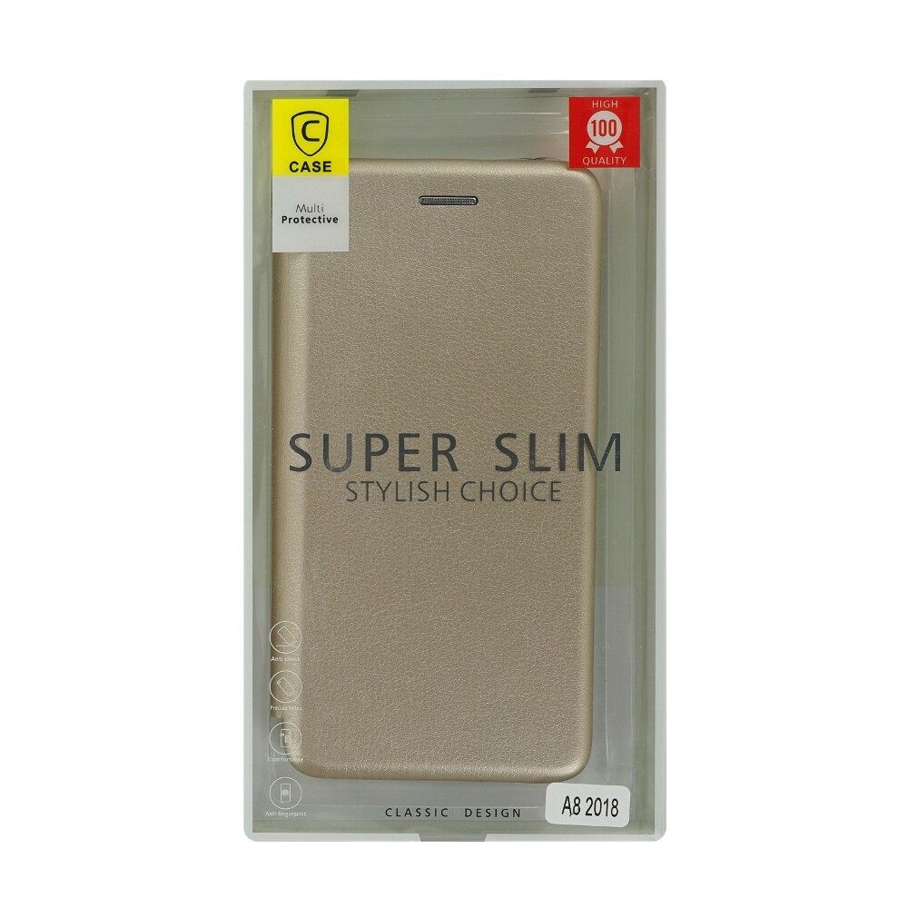 Blackberry Handytasche Flip Handyhülle für Samsung A8 2018 Gold cnt1267 (Flip Cover)