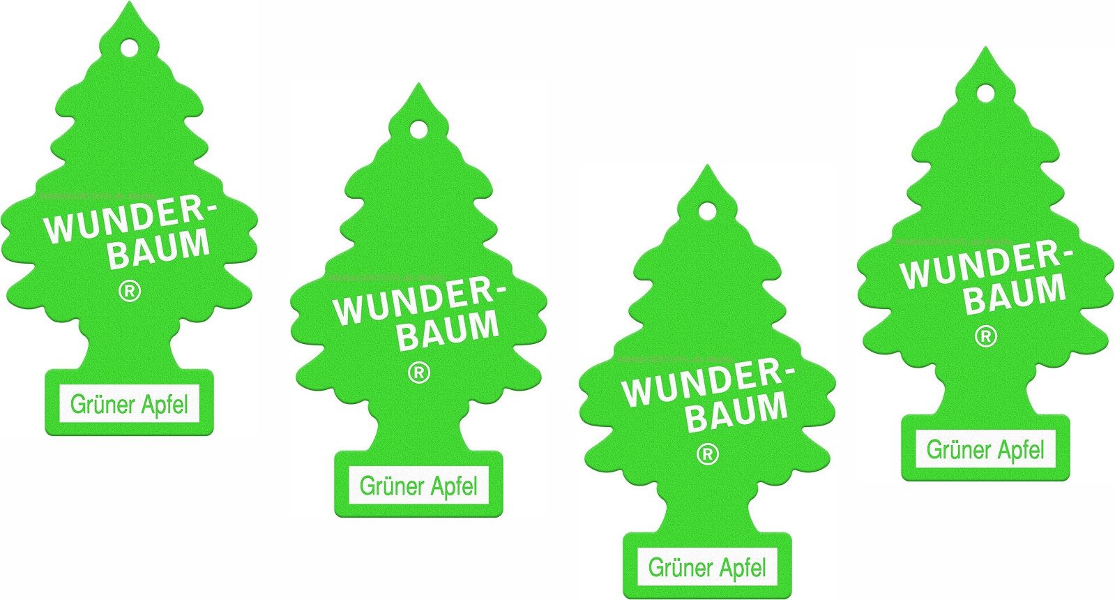 Wunder-Baum Raumduft Green Apple Duftbaum 4 x Wunderbaum Lufterfrischer Vier Apfel