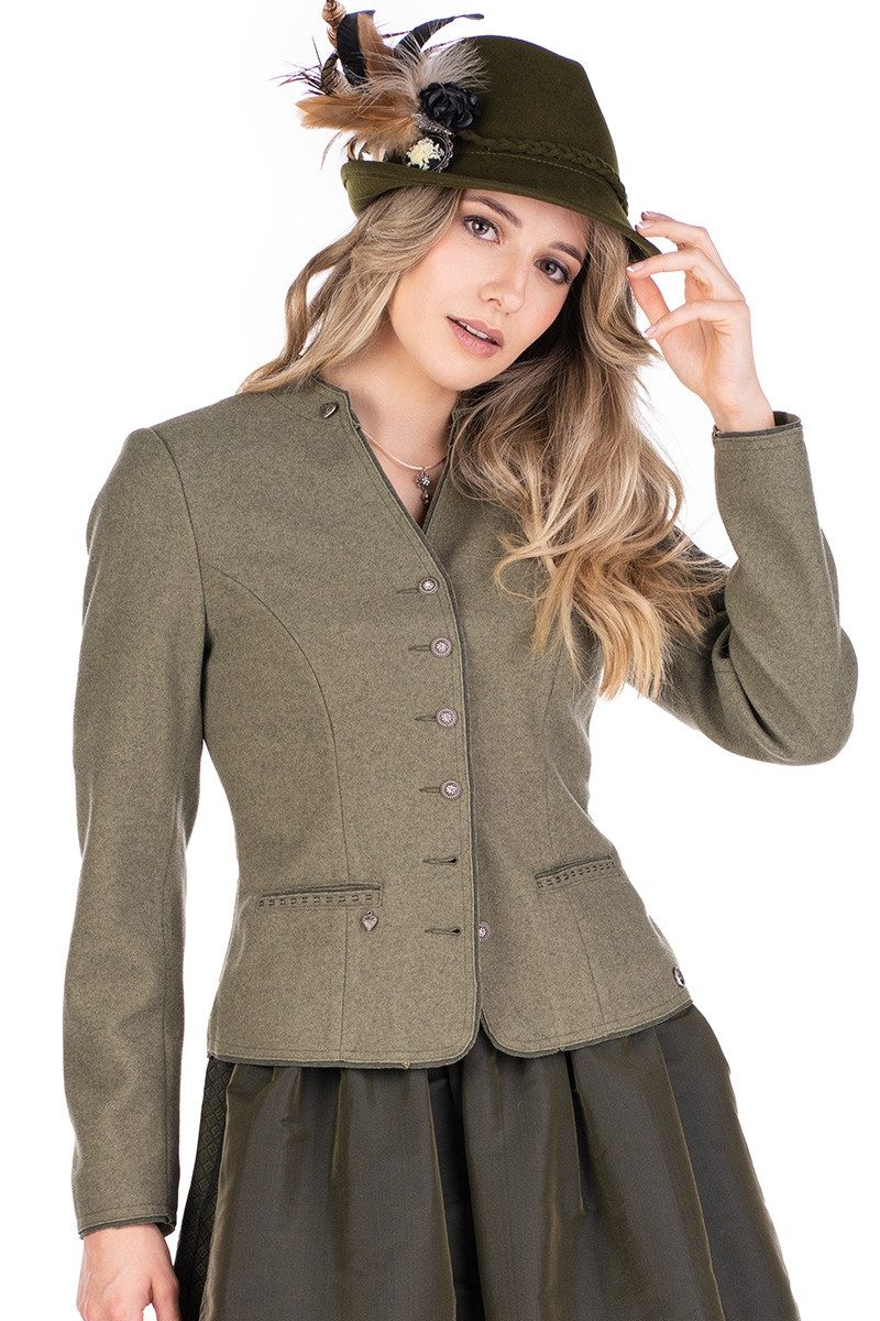 Spieth & Wensky Trachtenjanker Walkjacke Damen - HALFING - oliv