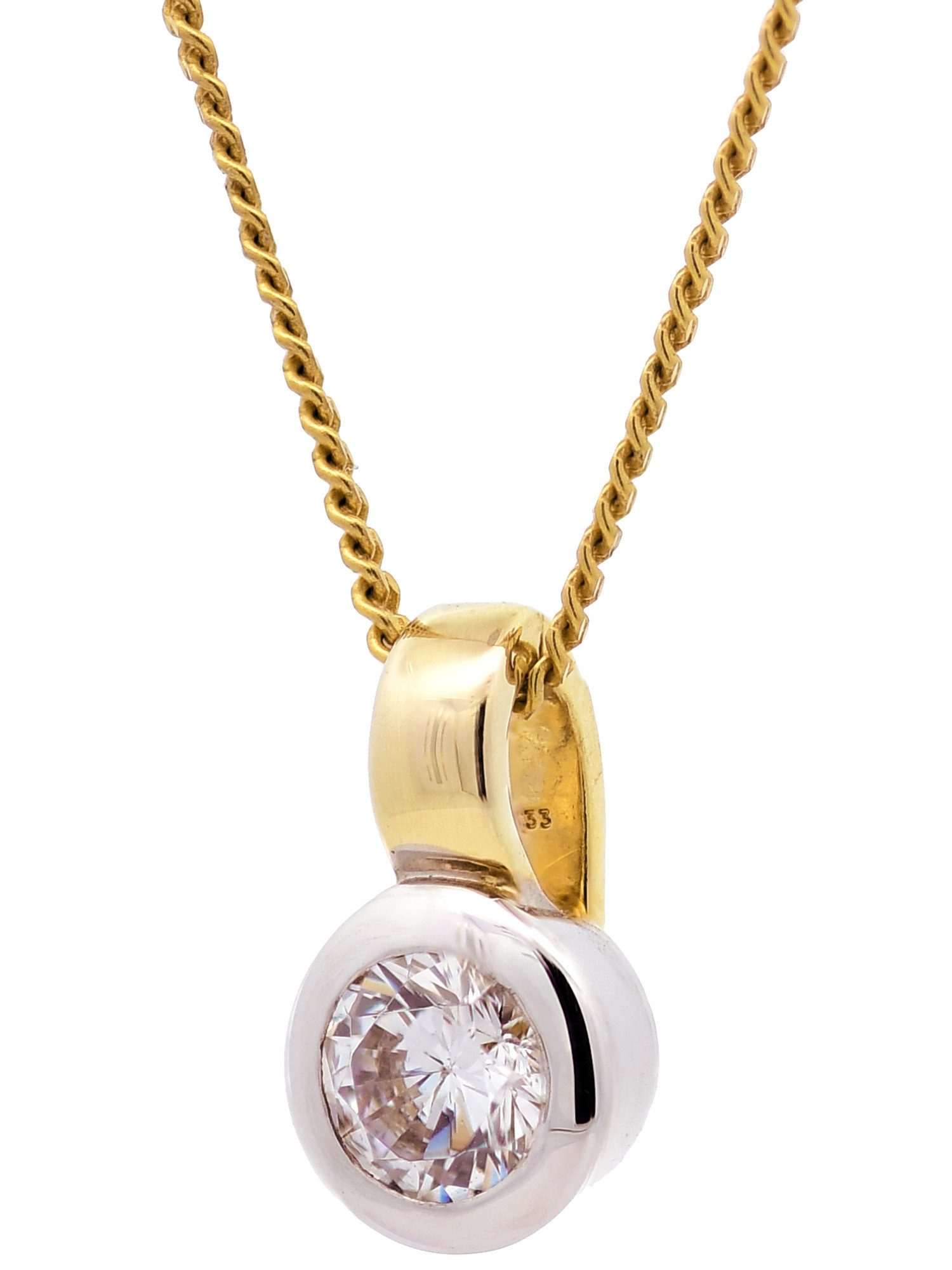 HOPLO Kreuzanhänger Anhänger Zirkonia 333 Gold mit vergoldeter Silberkette 36 cm, Made in Germany