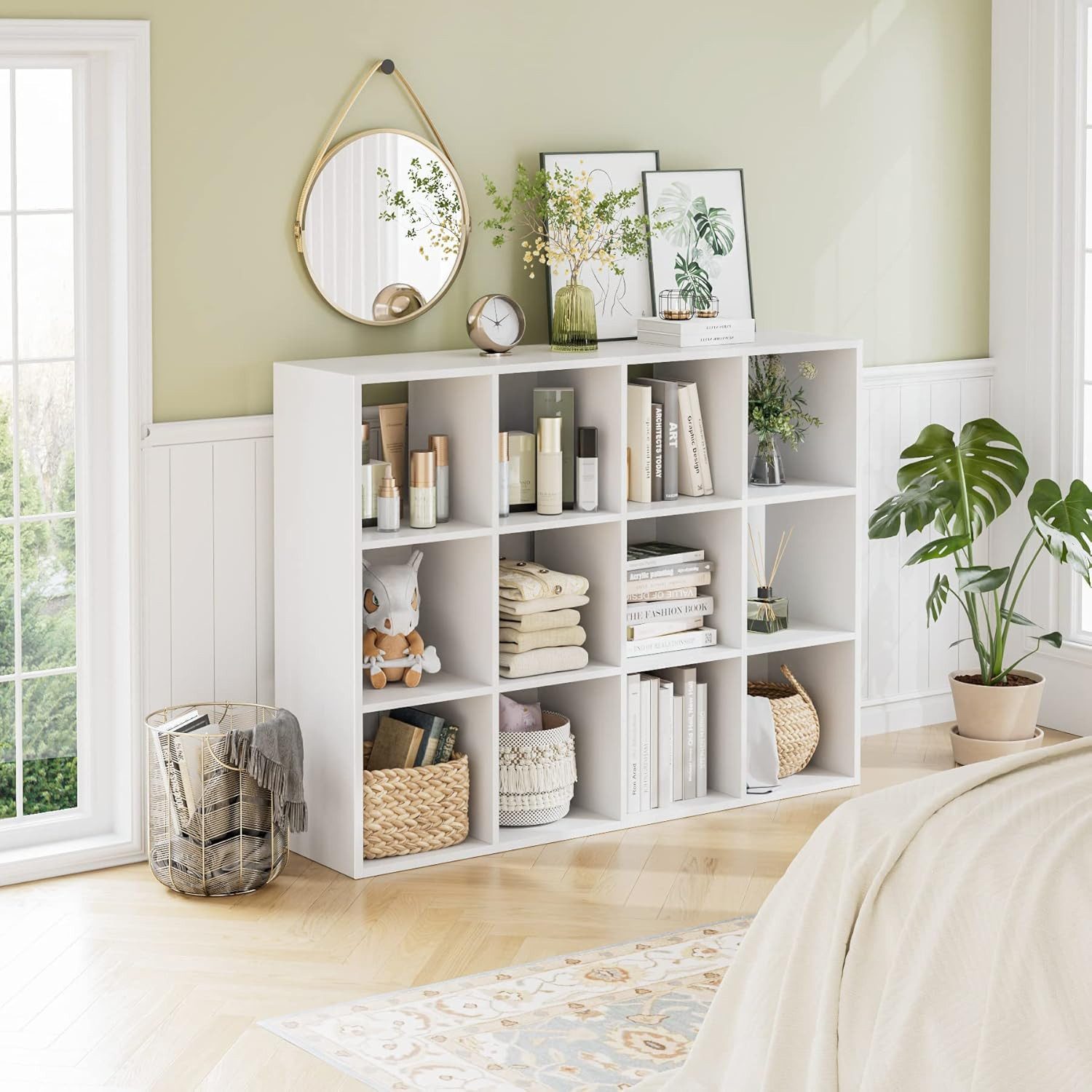 HOMECHO Bücherregal, Weiß Standregal Raumteiler mit 12 Fächern Würfelregal günstig online kaufen