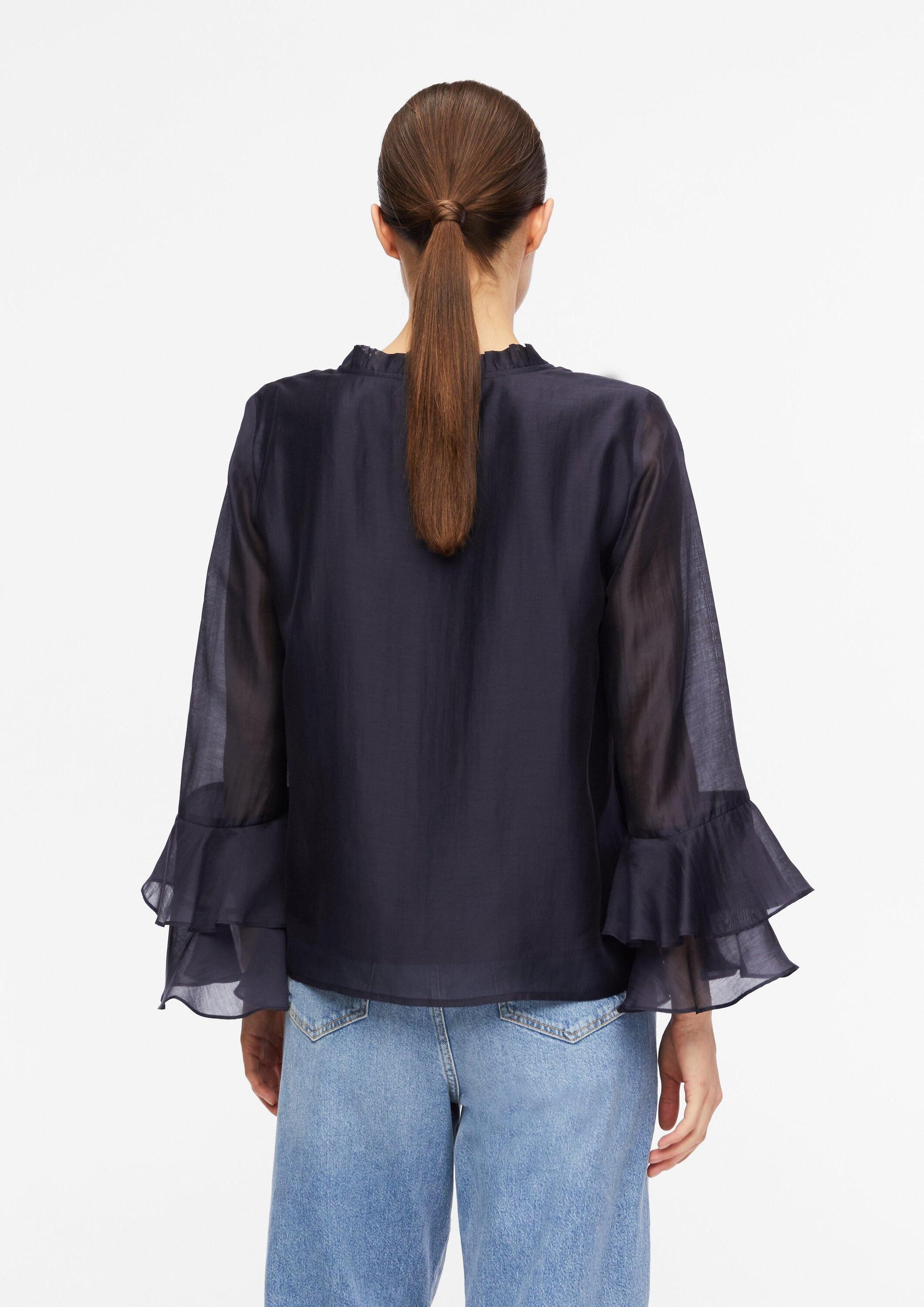 comma Langarmbluse Bluse Lyocell-Bluse mit Volantärmeln