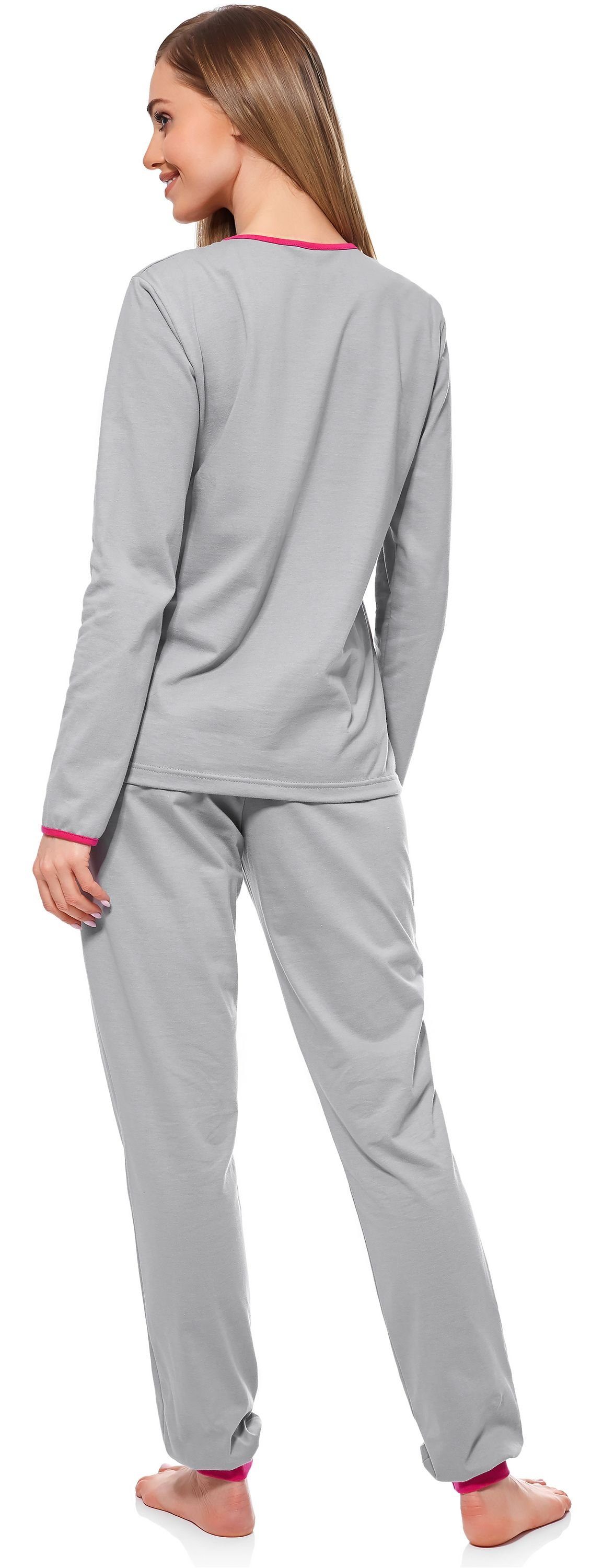 Style MS10-170 Grau-Amaranth Schlafanzug Merry Schlafanzug Damen