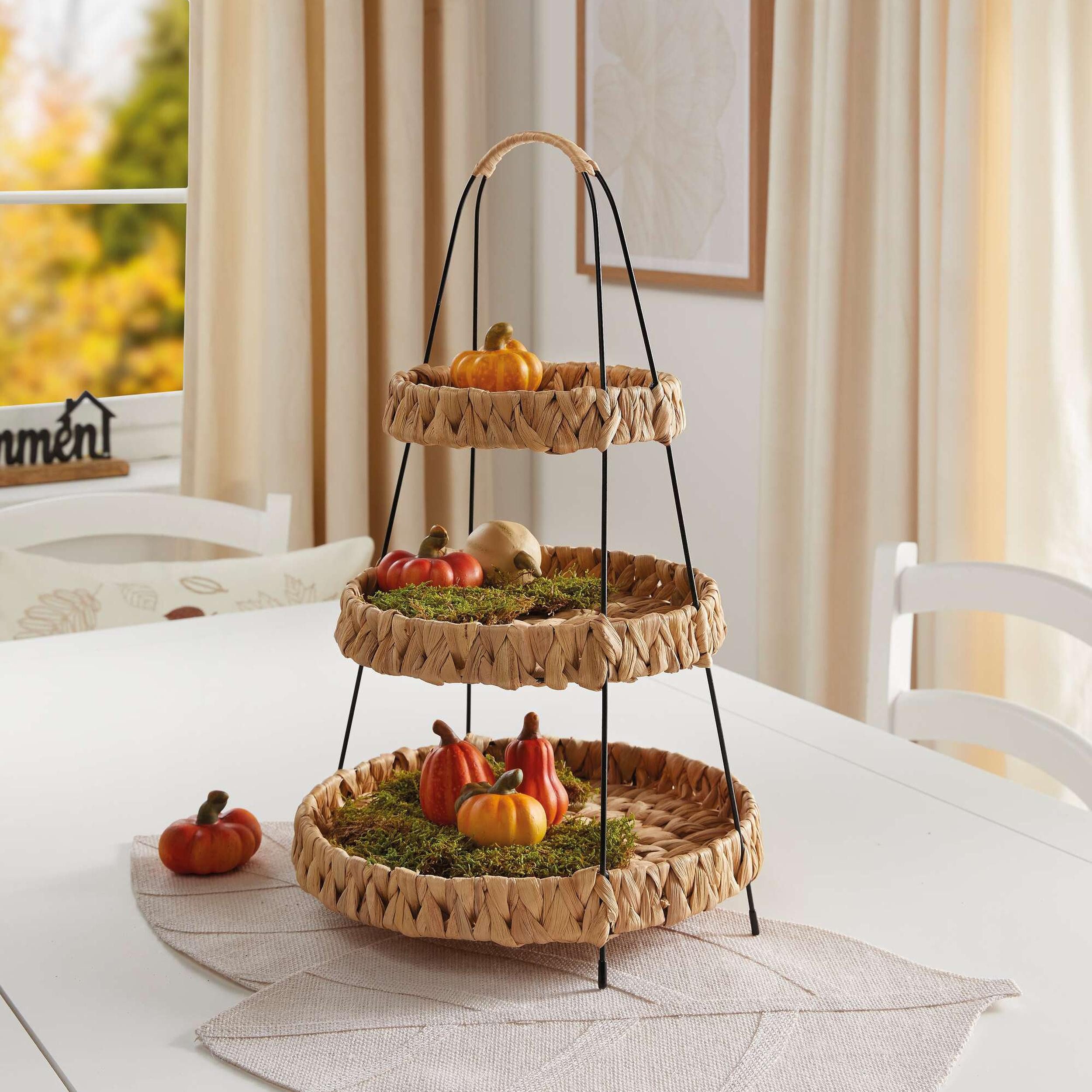 Frank Flechtwaren Etagere Etagere Wasserhyazinthe 52cm 3 Etagen – Obstetagere
