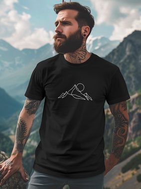 Neverless Print-Shirt Herren T-Shirt Berge Wandern Brustprint Aufdrucke Gebirge Outdoor mit Print