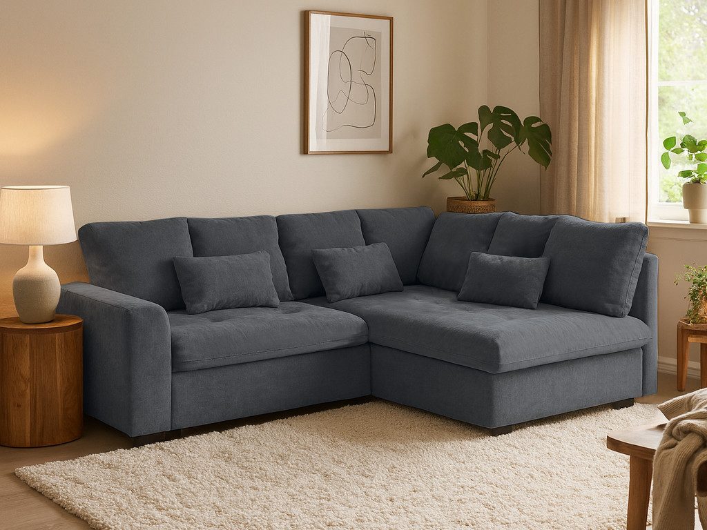 Beautysofa Ecksofa RAMO mit Schlaffunktion 160x200 cm, im Set mit Topper