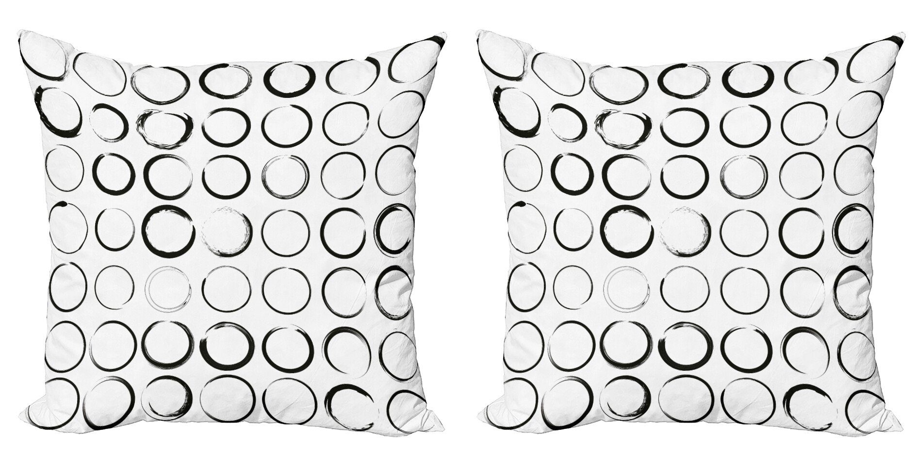 Kissenbezüge Modern Accent Kreis (2 Stück), grungy Doppelseitiger Brush Stroke Digitaldruck, Abakuhaus