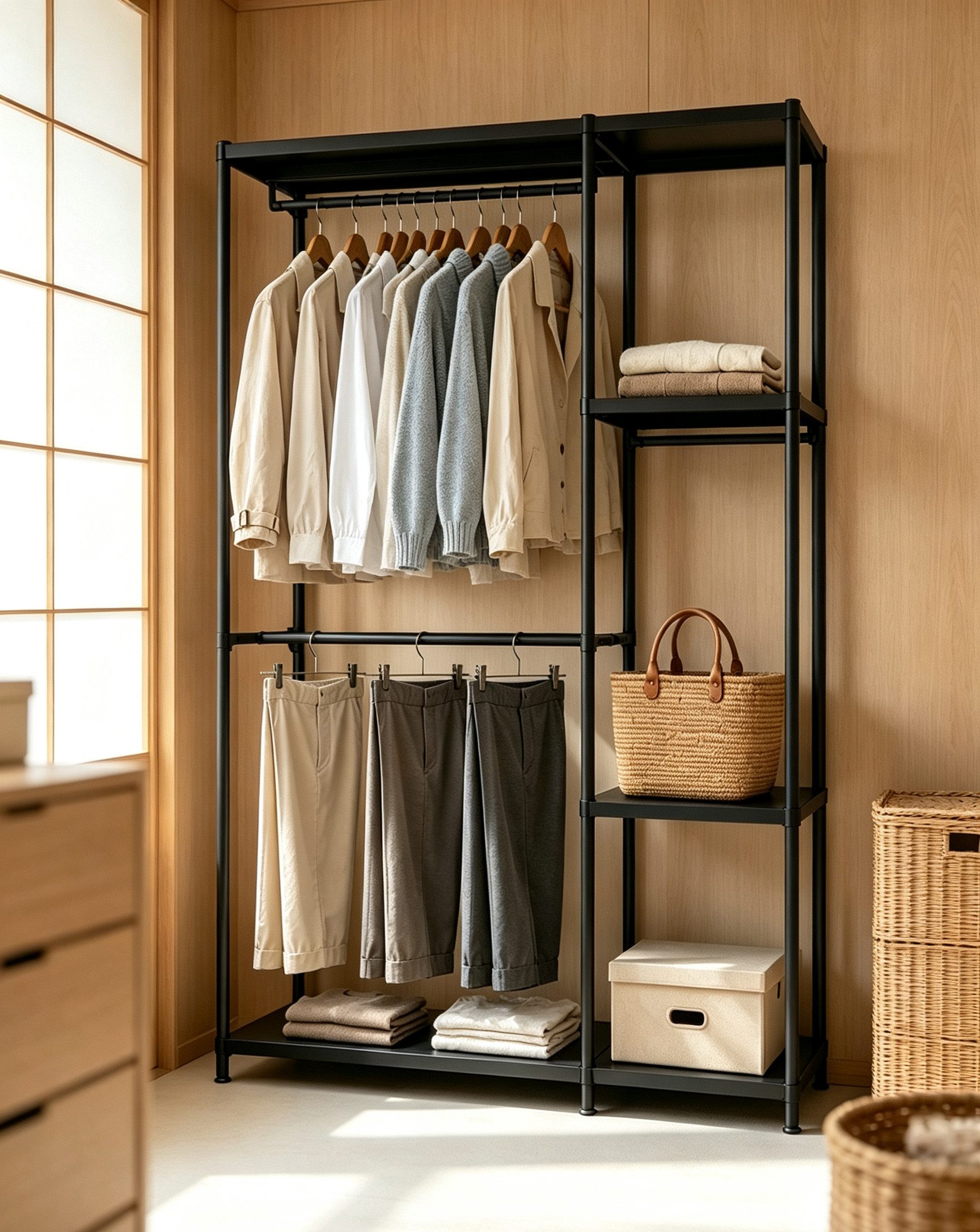 OYLCDI Garderobenständer Kleiderständer, Garderobe mit Kleiderstange, Flurgarderobe, (garderobe flur(Schuhregal, Garderobe),195*114*40cm, Tragkraft bis zu 200 Kilogramm), für Eingang Wohnung Haus