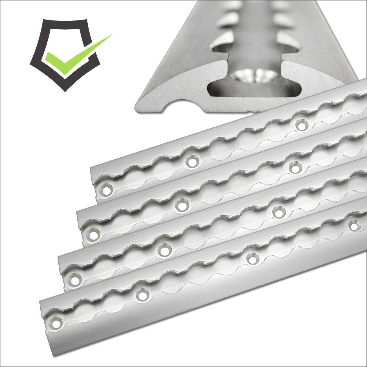 solidpro Spanngurt Airlineschiene 4x 1 Meter halbrund silber, TÜV zertifiziert (4-St)