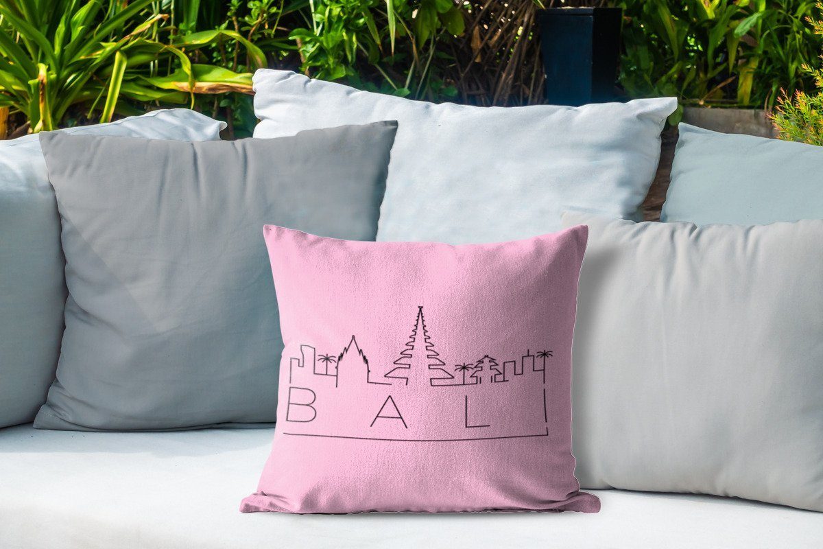 Kissenhülle, Kissenbezüge, Dekokissen "Bali" Outdoor Hintergrund, rosa auf Dekokissen, Dekokissenbezug, Skyline MuchoWow einem