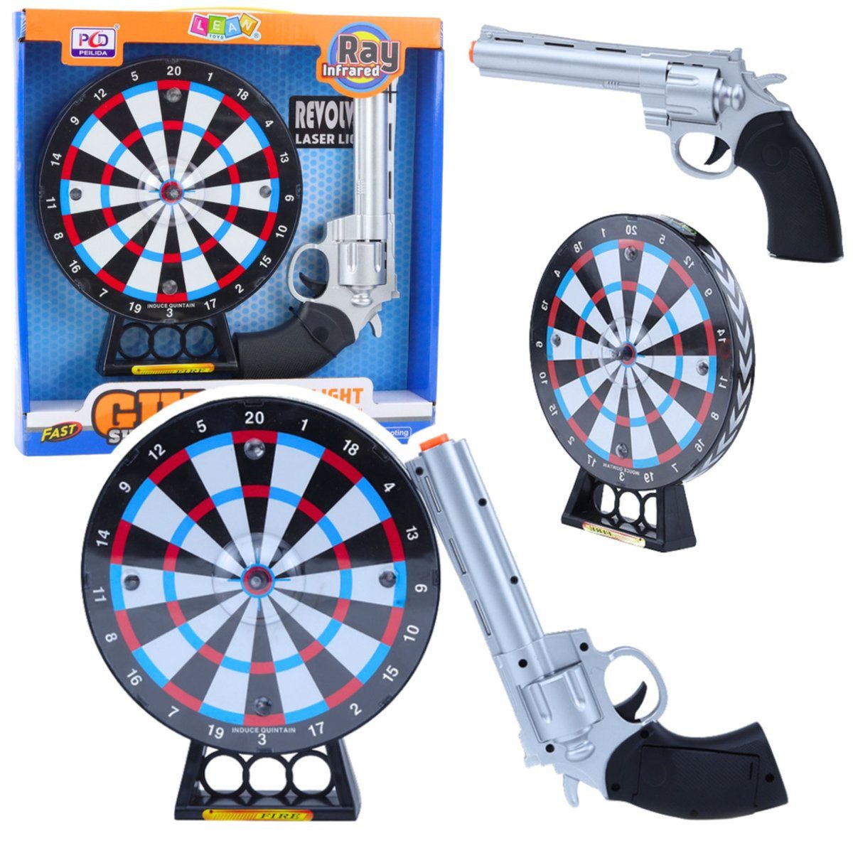Wisam Lernspielzeug Laser-Revolver-Pistolen-Set mit Zielschießspiel, Lichtern und