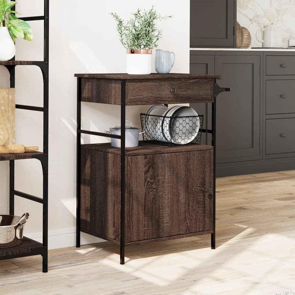 vidaXL Küchenwagen Küchenwagen Braun Eichen-Optik 56x43x89,5 günstig online kaufen