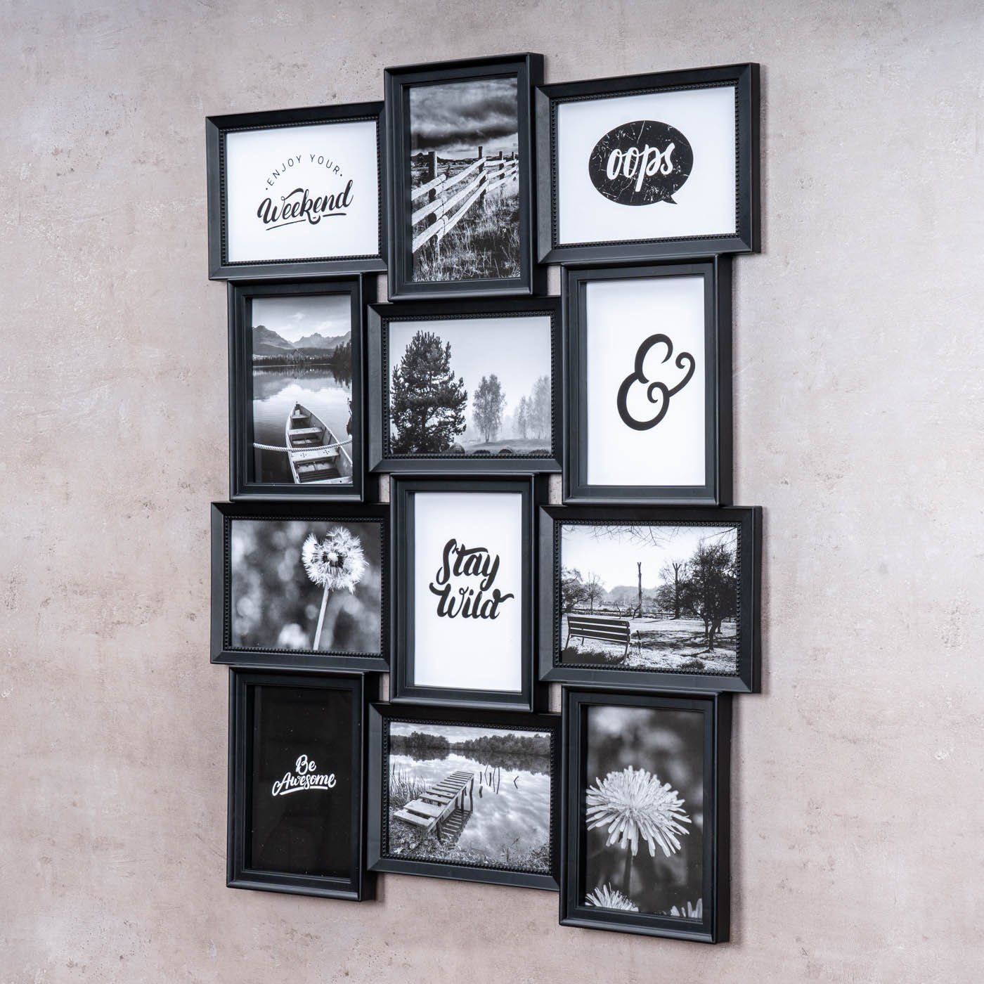 Levandeo® Bilderrahmen Collage, Bilderrahmen 54x72cm 12 Fotos 13x18cm Schwa günstig online kaufen