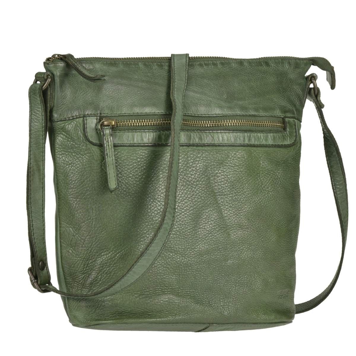 Bear Design Umhängetasche »Erna«, kleine Handtasche 30x27cm, Shopper,  Schultertasche, knautschiges Leder in grün online kaufen | OTTO