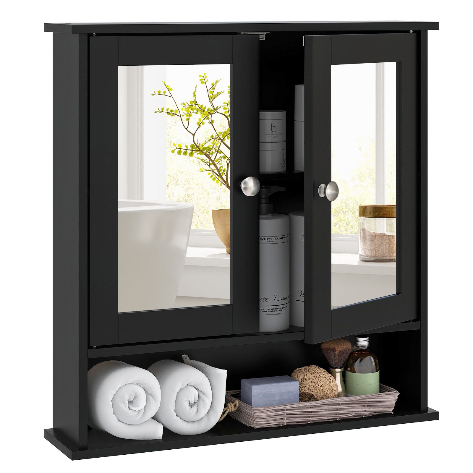 COSTWAY Spiegelschrank Badzimmerschrank mit höhenverstellbarer Ablage günstig online kaufen