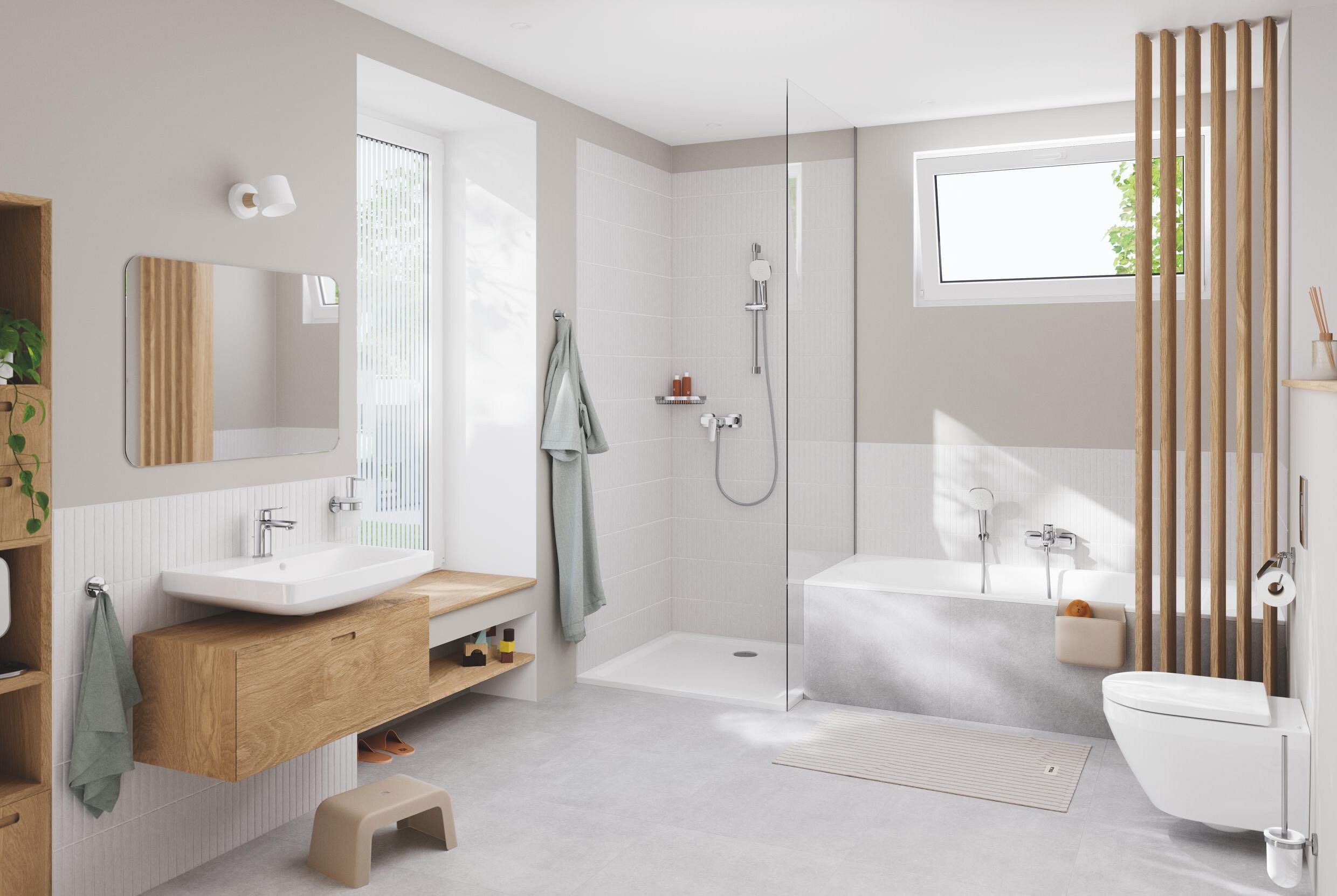 Grohe Handbrause, Tempesta Cube 110 Wandhalterset mit 3 Strahlarten - Chrom