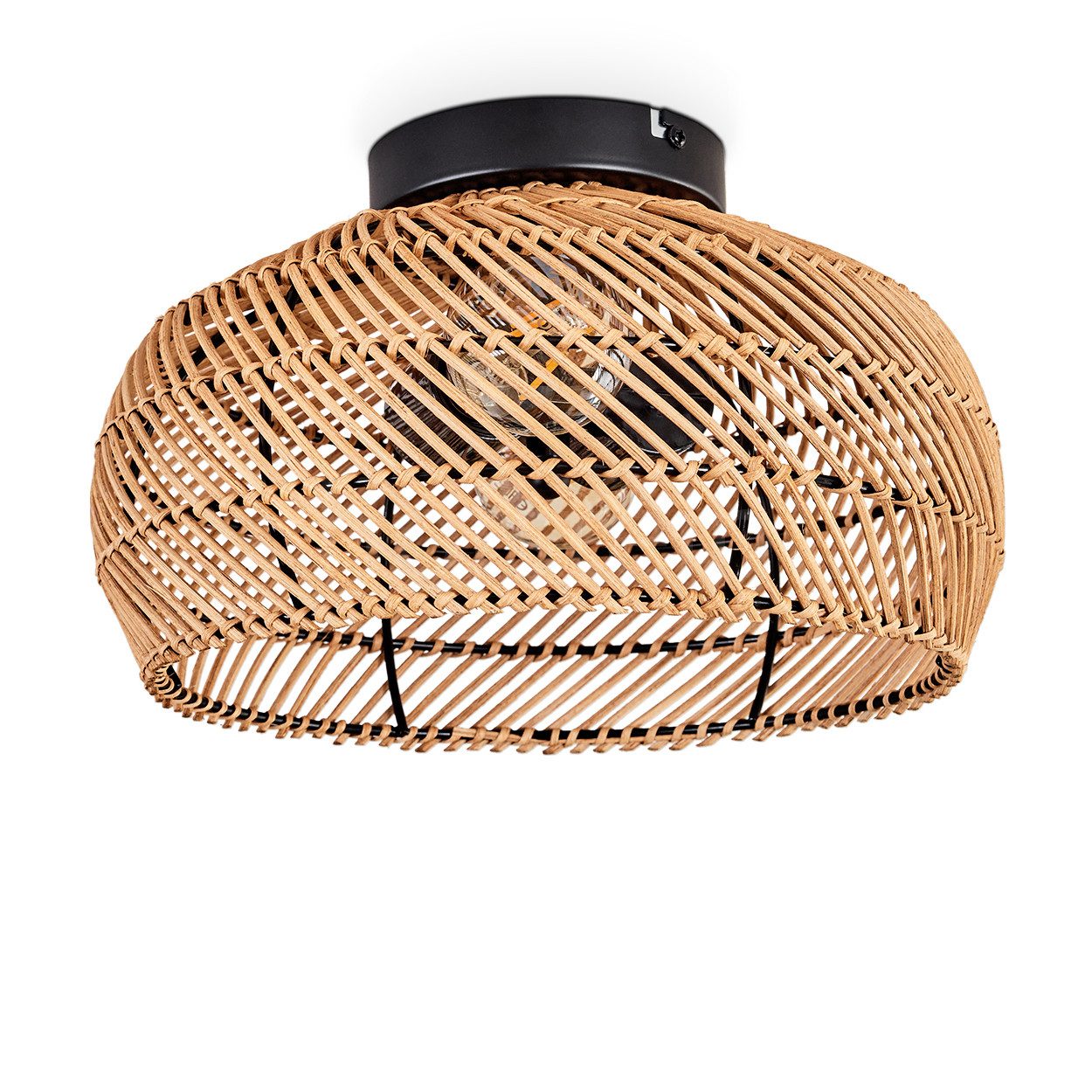 hofstein Deckenleuchte moderne Deckenlampe aus Metall/Bambus/Holz in Schwar günstig online kaufen