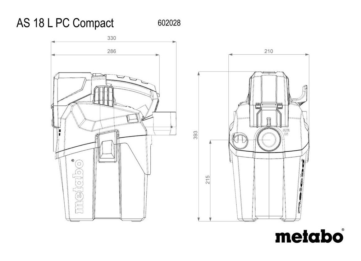 metabo Nass-Trocken-Akkusauger AS 18 PC im Ohne Karton Akku Akku-Sauger L Compact