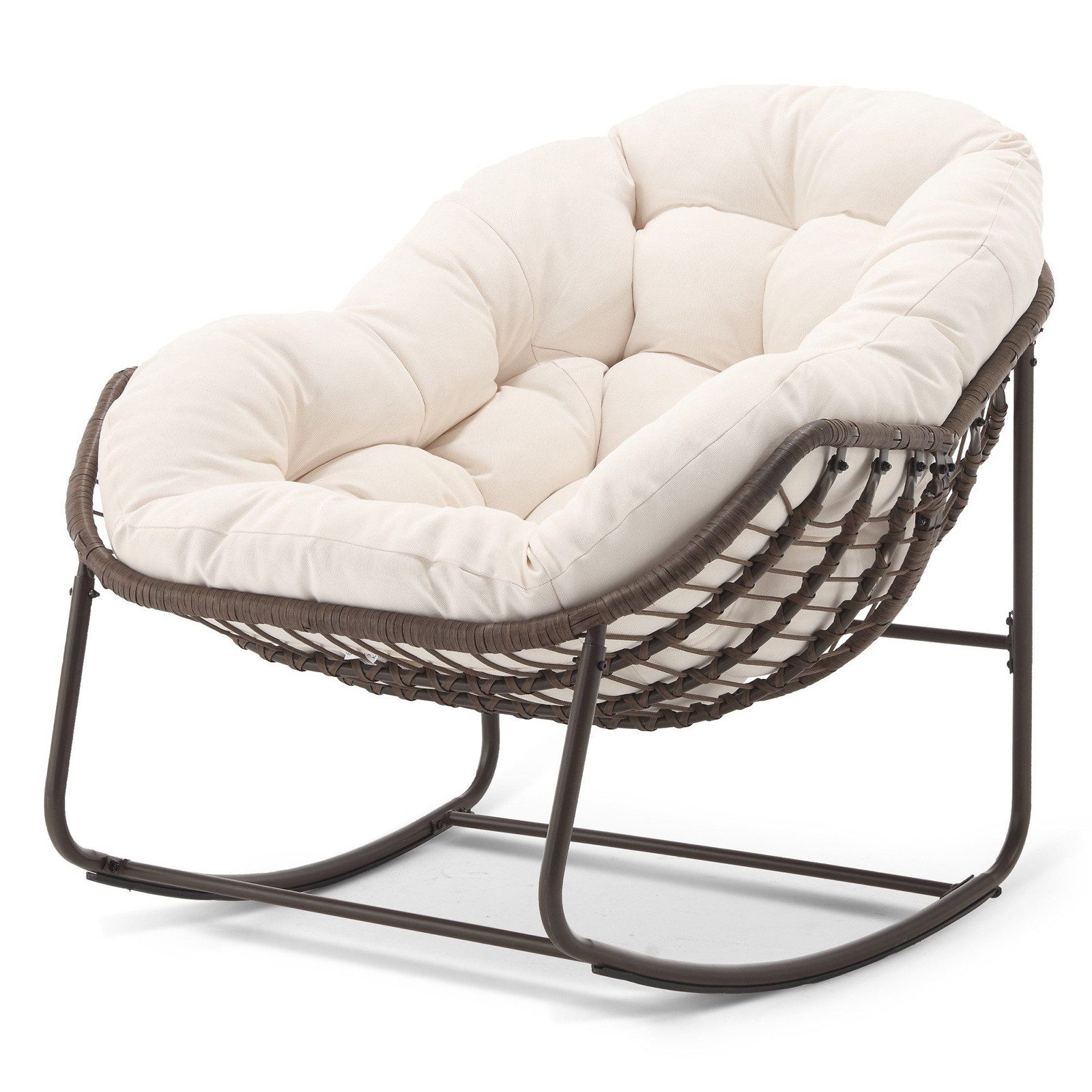Yorbay Schaukelsessel Wohnzimmer, Rattanstuhl (mit Metallgestell günstig online kaufen