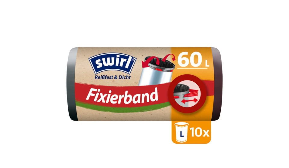 Swirl Müllbeutel Swirl® Fixierband-Müllbeutel 60 L Reißfest & Dicht