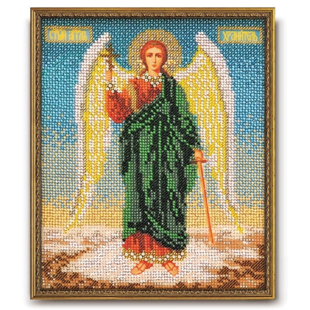 RTO Kreativset RTO Perlenstichset "Ikone Schutzengel" RB-160, Stickbild vorgezeichnet, (embroidery kit by Marussia)