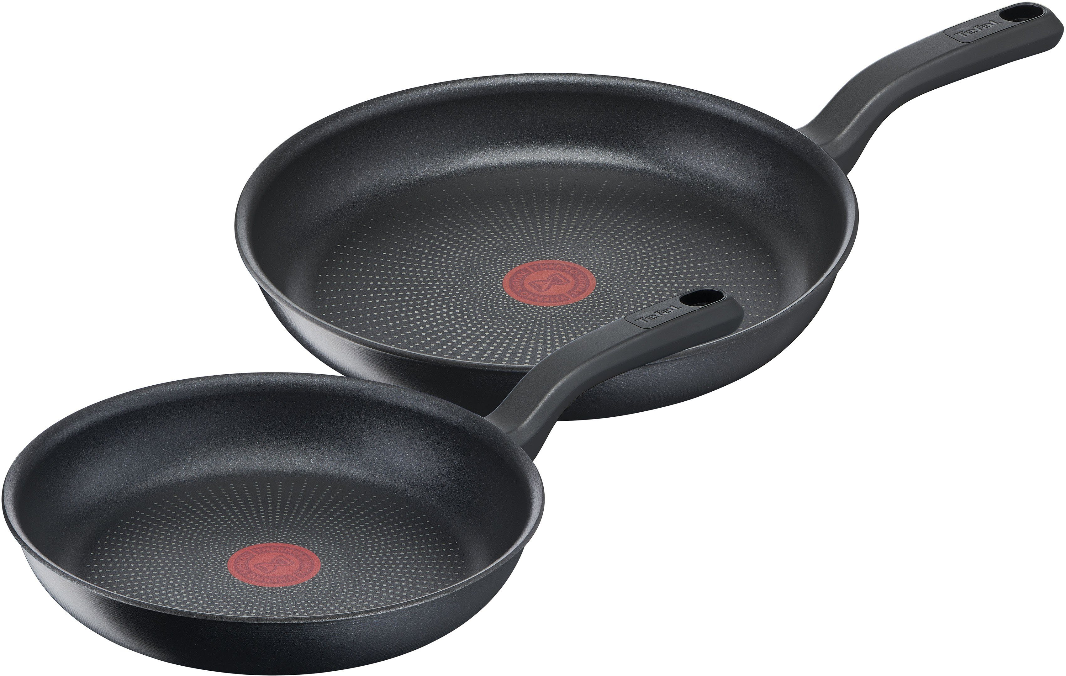 Tefal Pfannen-Set G26791 Daily Chef, Aluminium (Set, 2-tlg), Aluminium, Antihaft, Thermo-Signal, alle Herdarten, Induktion | Pfannensets