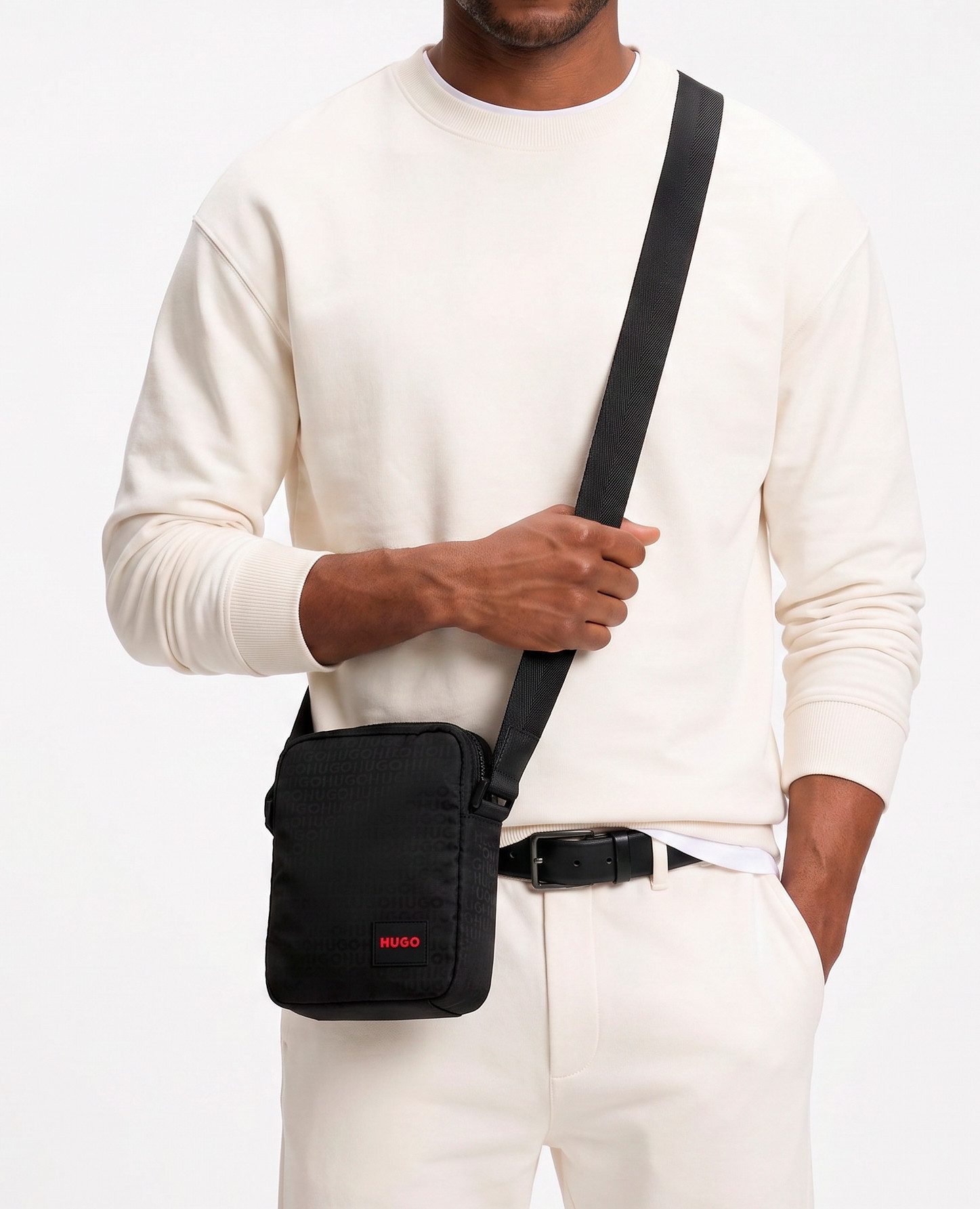 HUGO Umhängetasche Ethon_JQ, kleine Herren Bodybag, Freizeittasche, Schultertasche mit Label